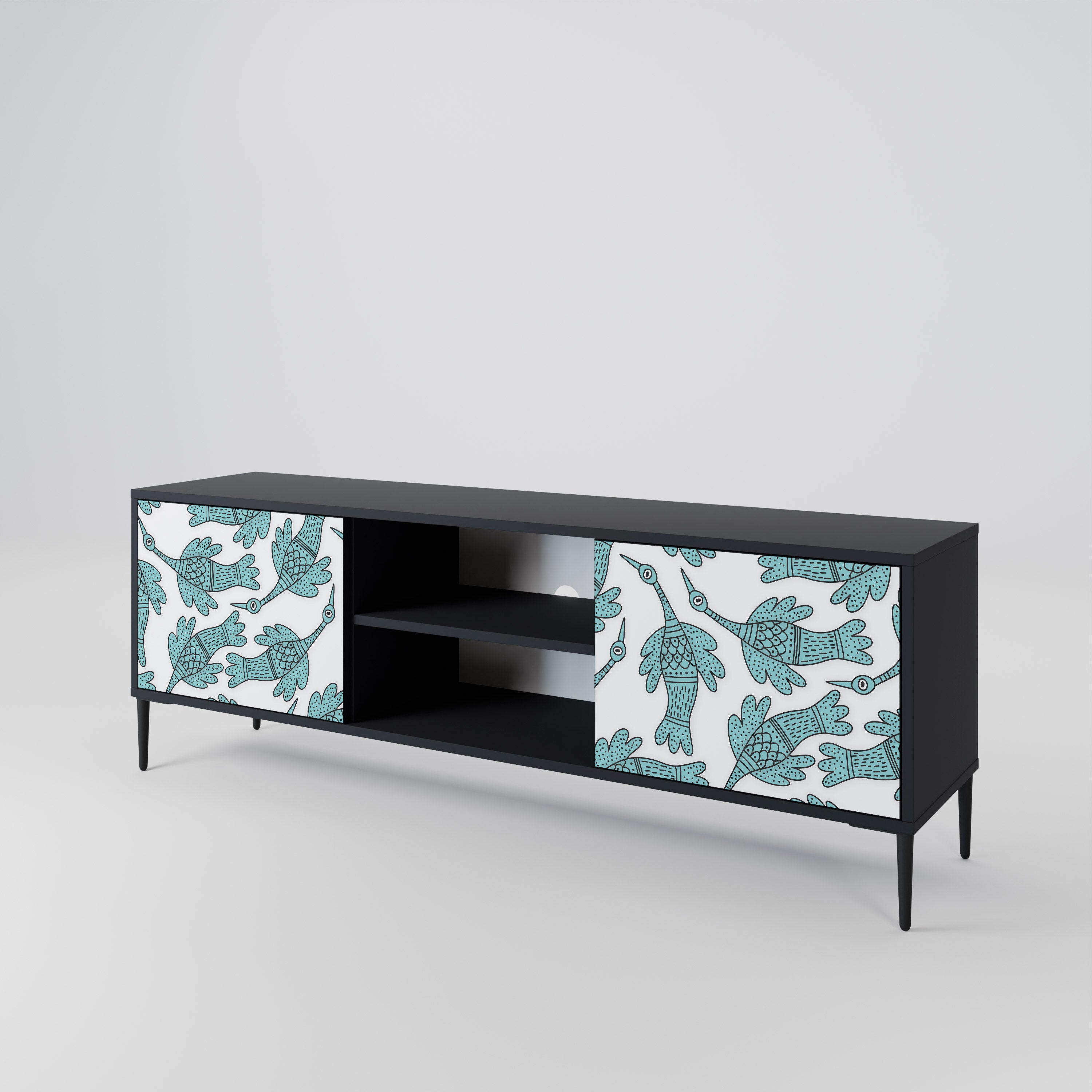 Mueble para TV de 2 puertas WATERSPOUT SONGIBIRD con acabado negro