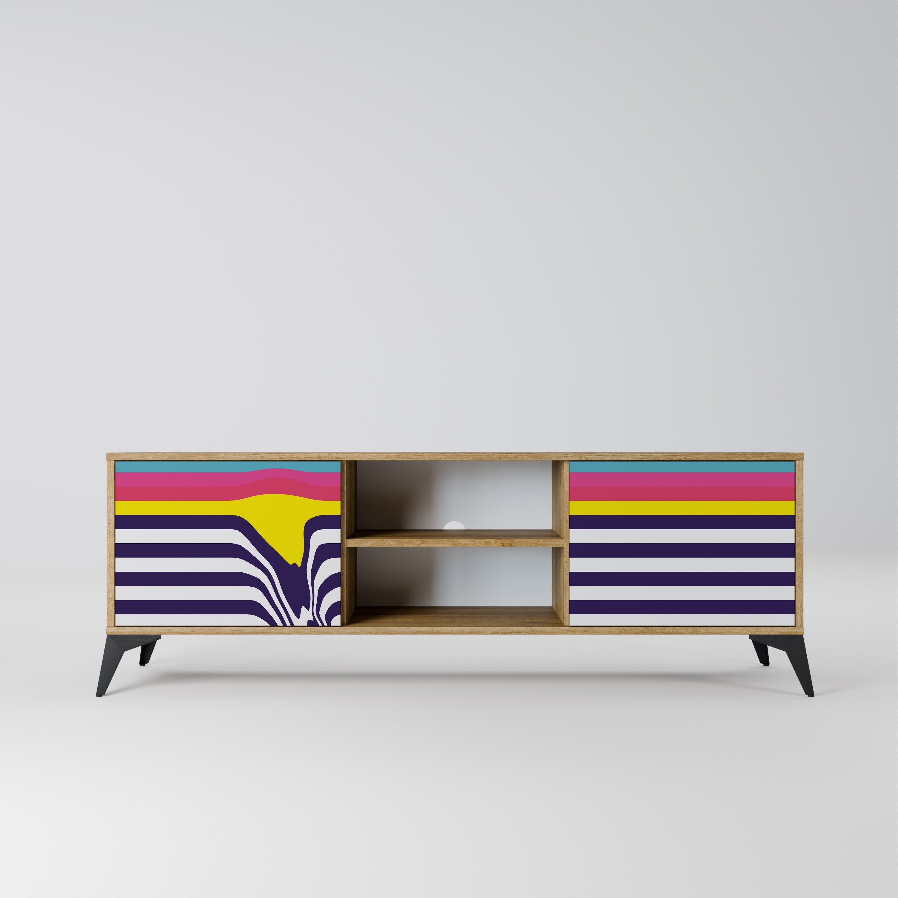 Mueble de TV de 2 puertas COLORFUL DIVERSION con efecto roble