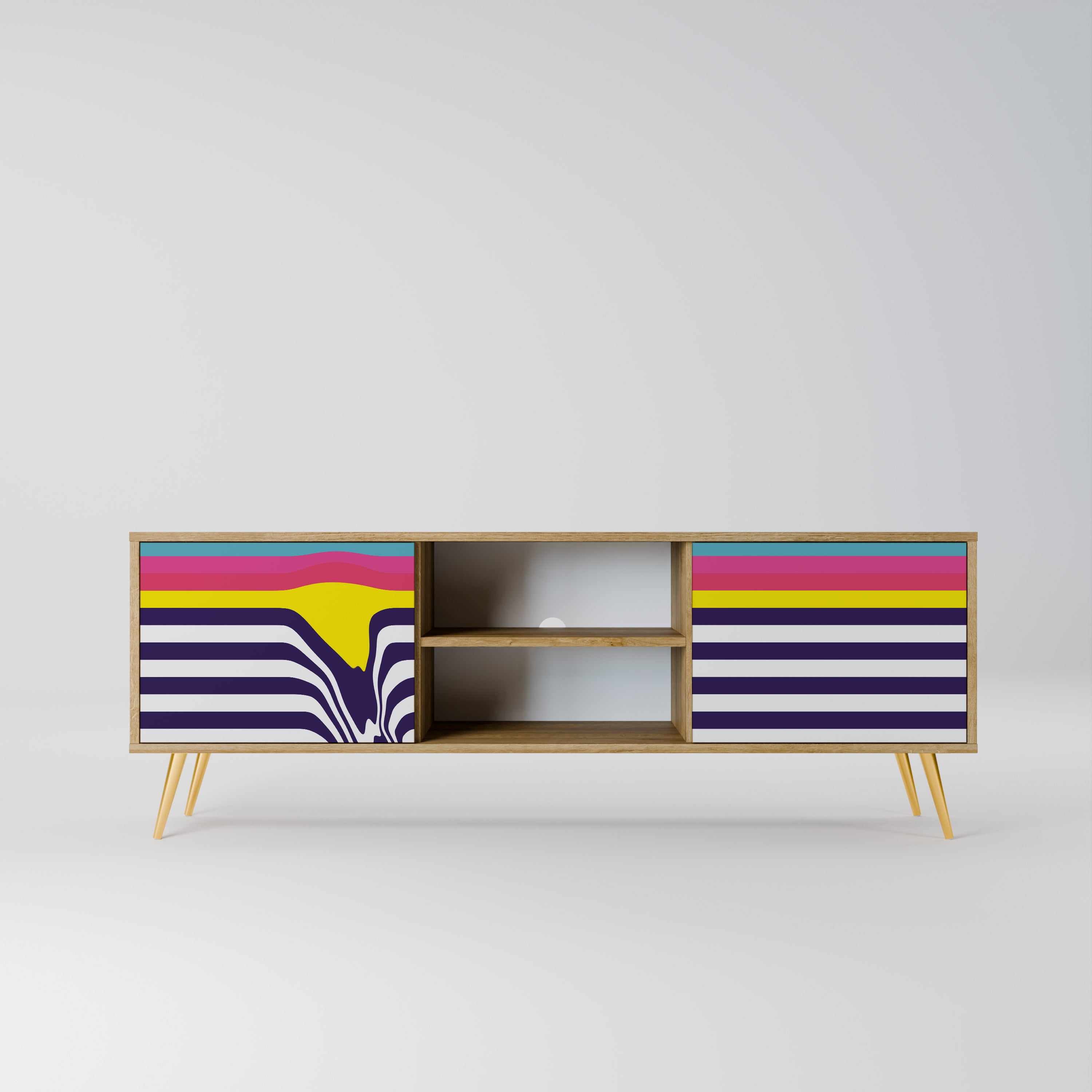 Mueble de TV de 2 puertas COLORFUL DIVERSION con efecto roble