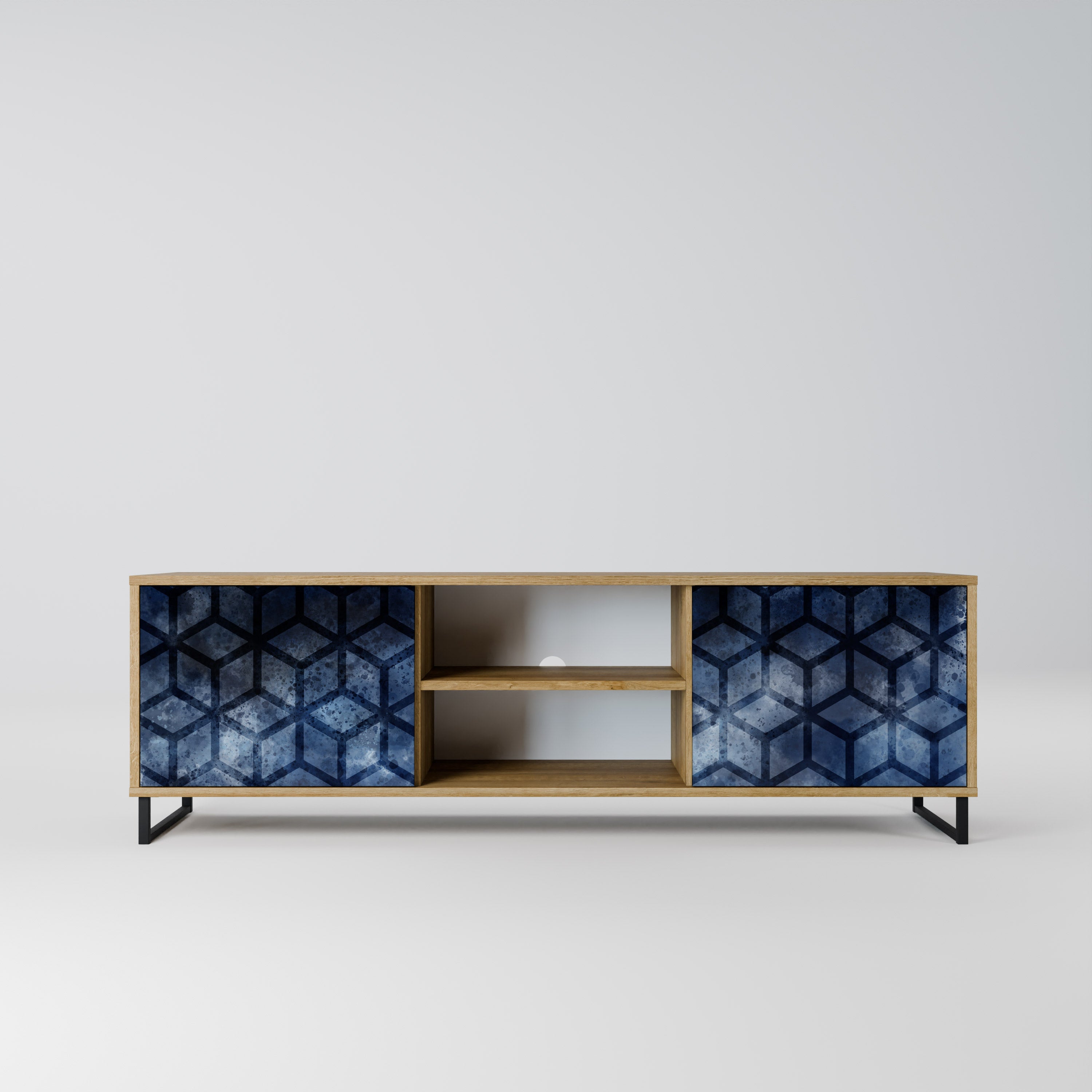 Mueble de TV de 2 puertas CUBIC MIST con efecto roble