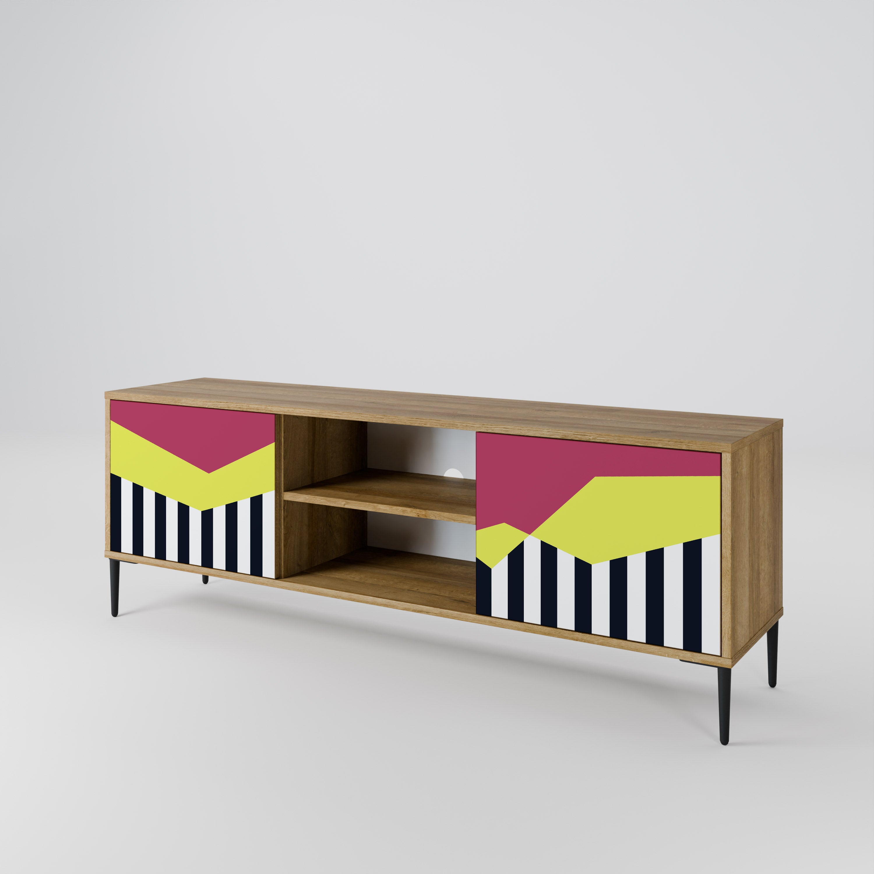 Mueble de TV PIANO FANTASY de 2 puertas con efecto roble