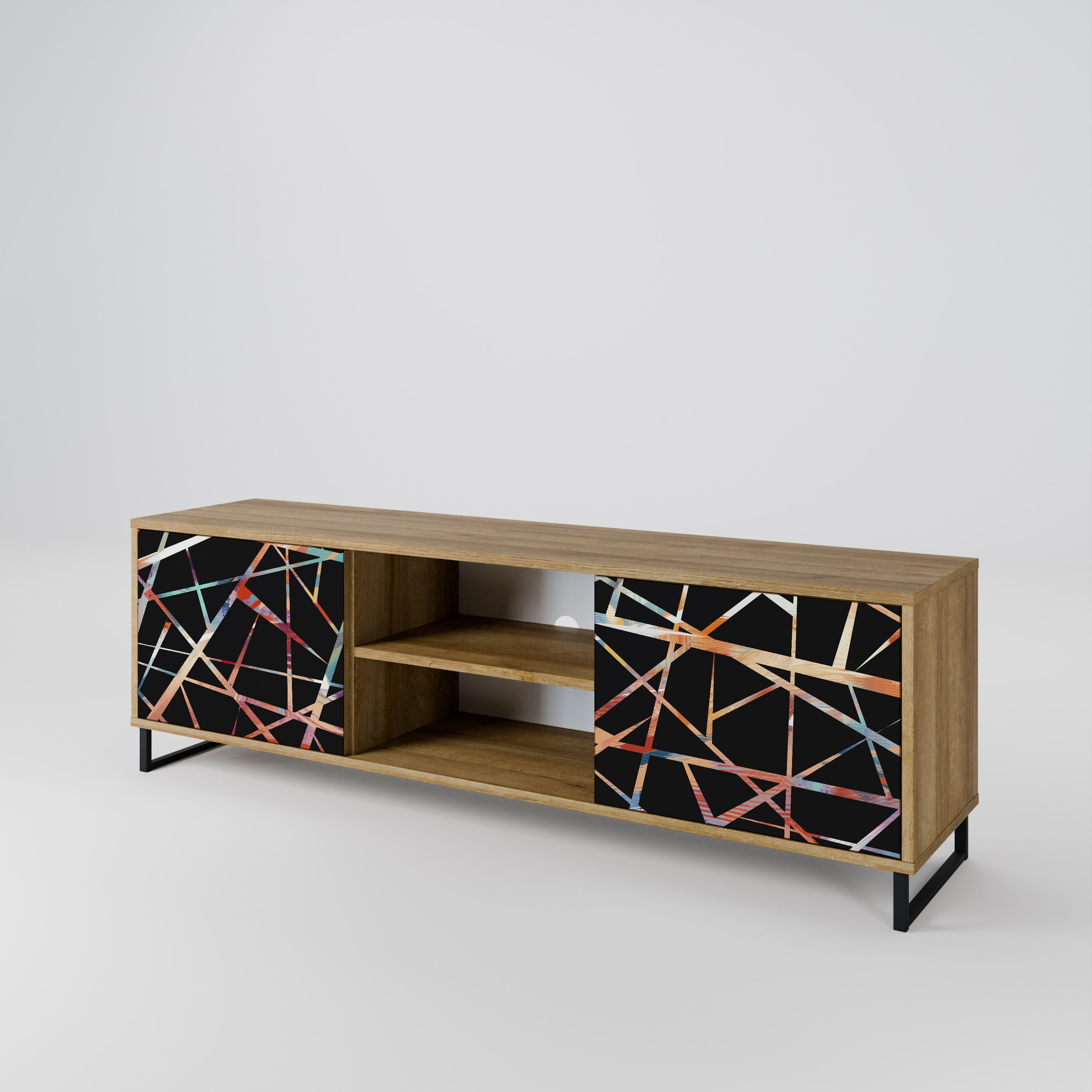 Mueble de TV de 2 puertas POLYGON VERVE con efecto roble