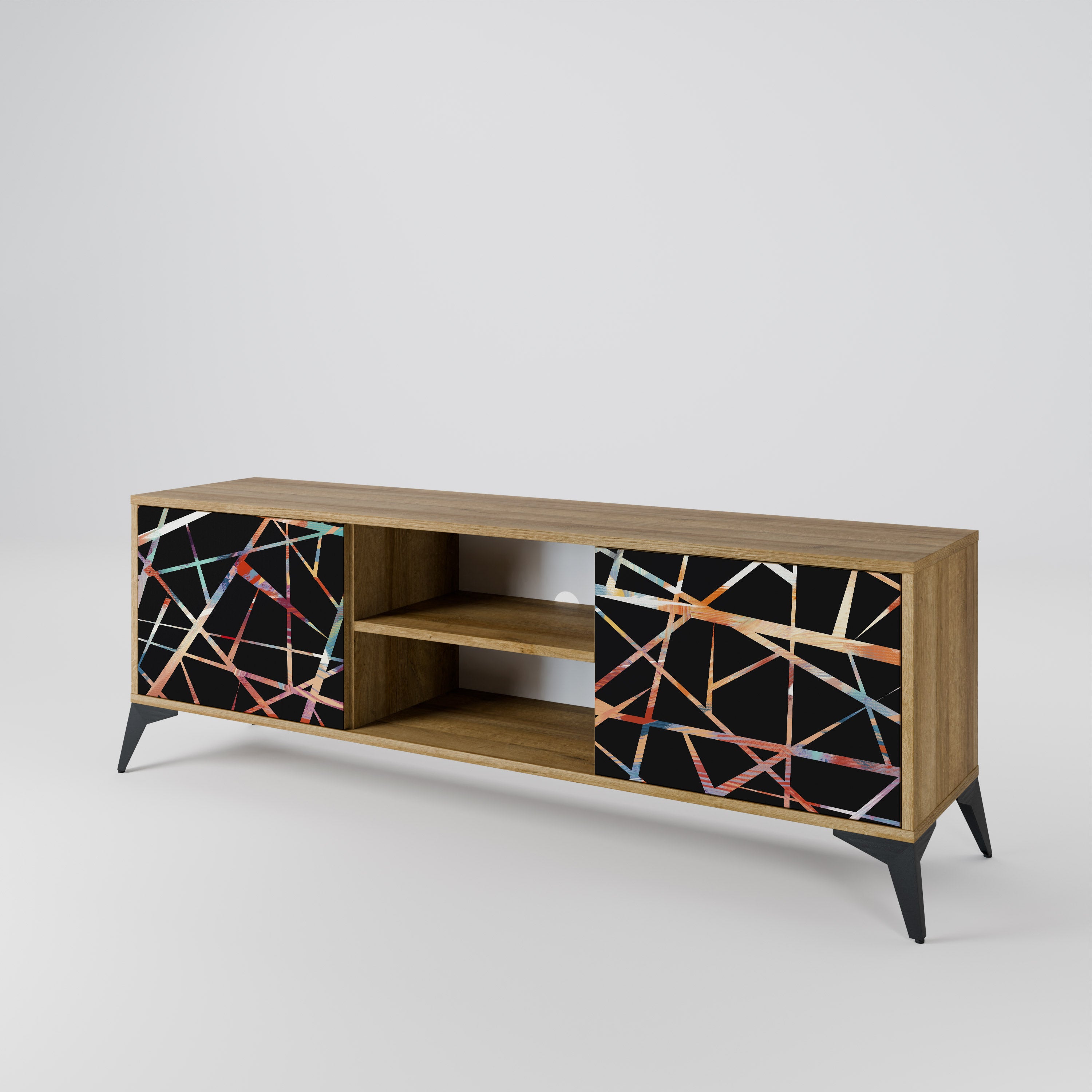 Mueble de TV de 2 puertas POLYGON VERVE con efecto roble