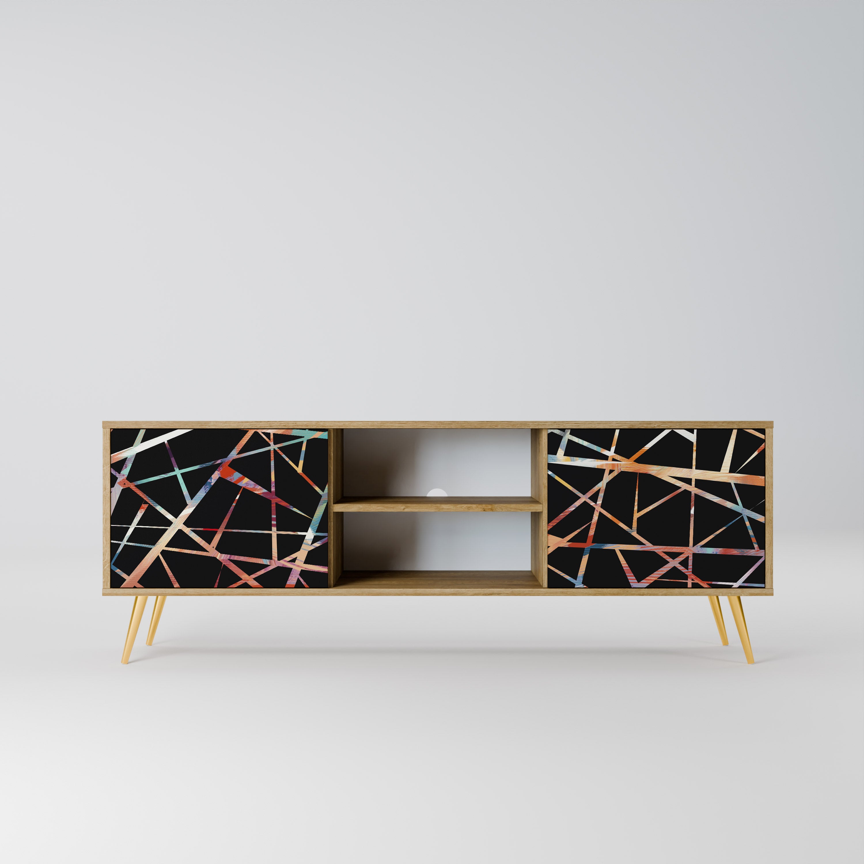 Mueble de TV de 2 puertas POLYGON VERVE con efecto roble