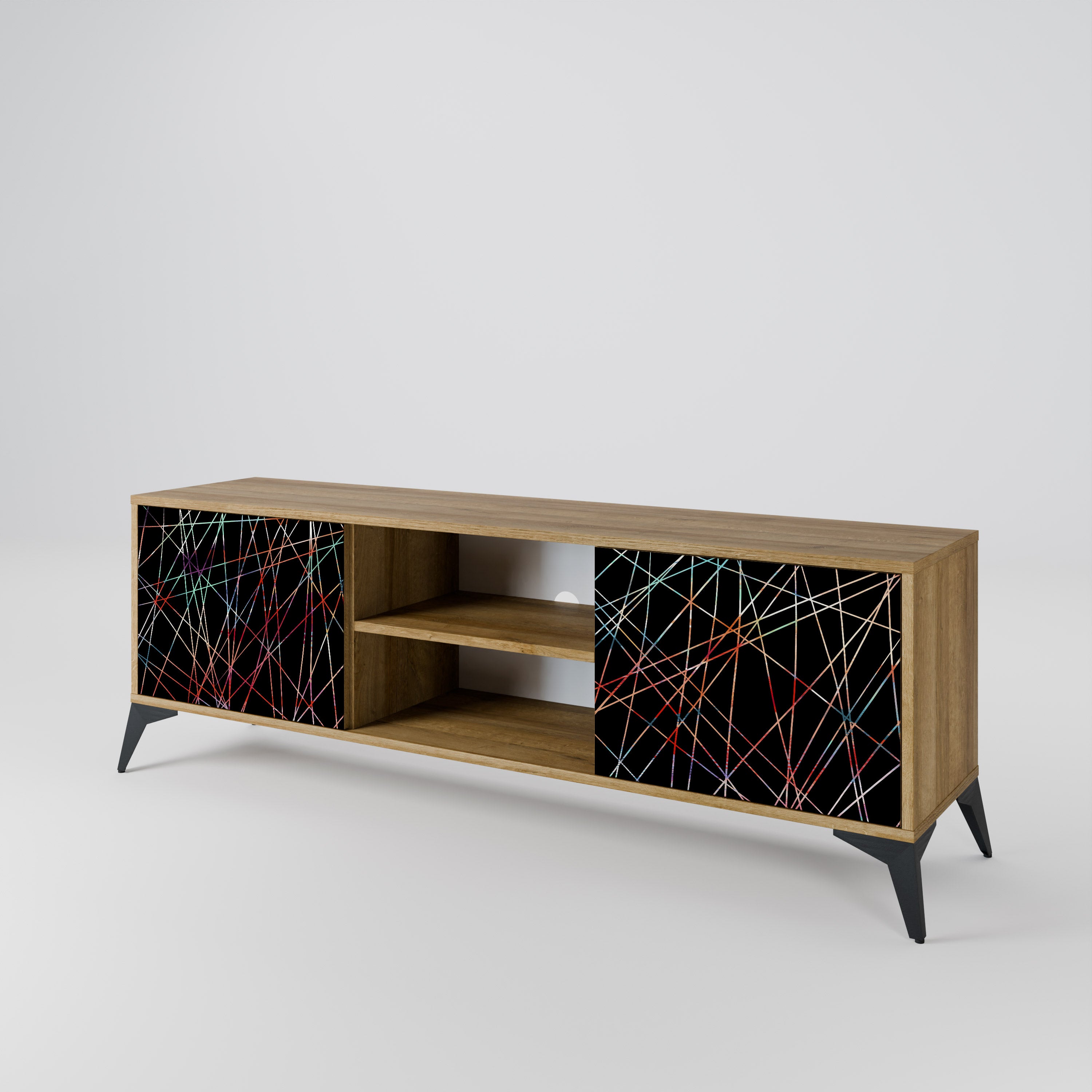 Mueble de TV LUMINOUS SNARE de 2 puertas con efecto roble