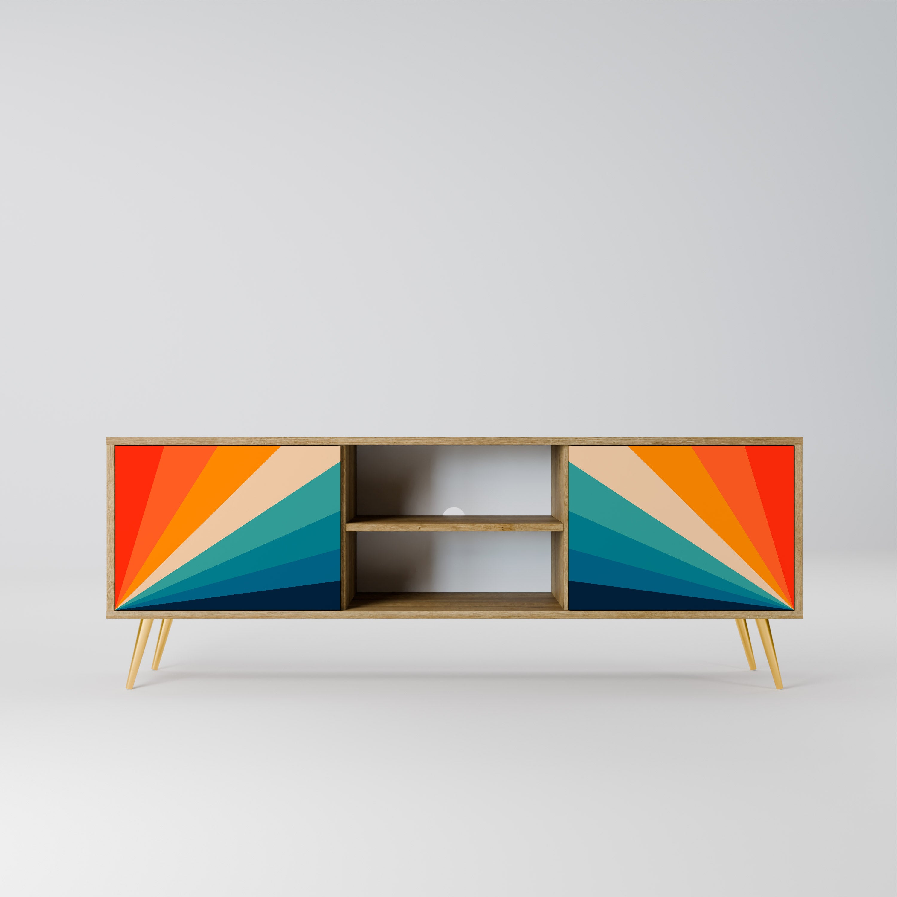 Mueble de TV PRISM CONCUSSION de 2 puertas con efecto roble