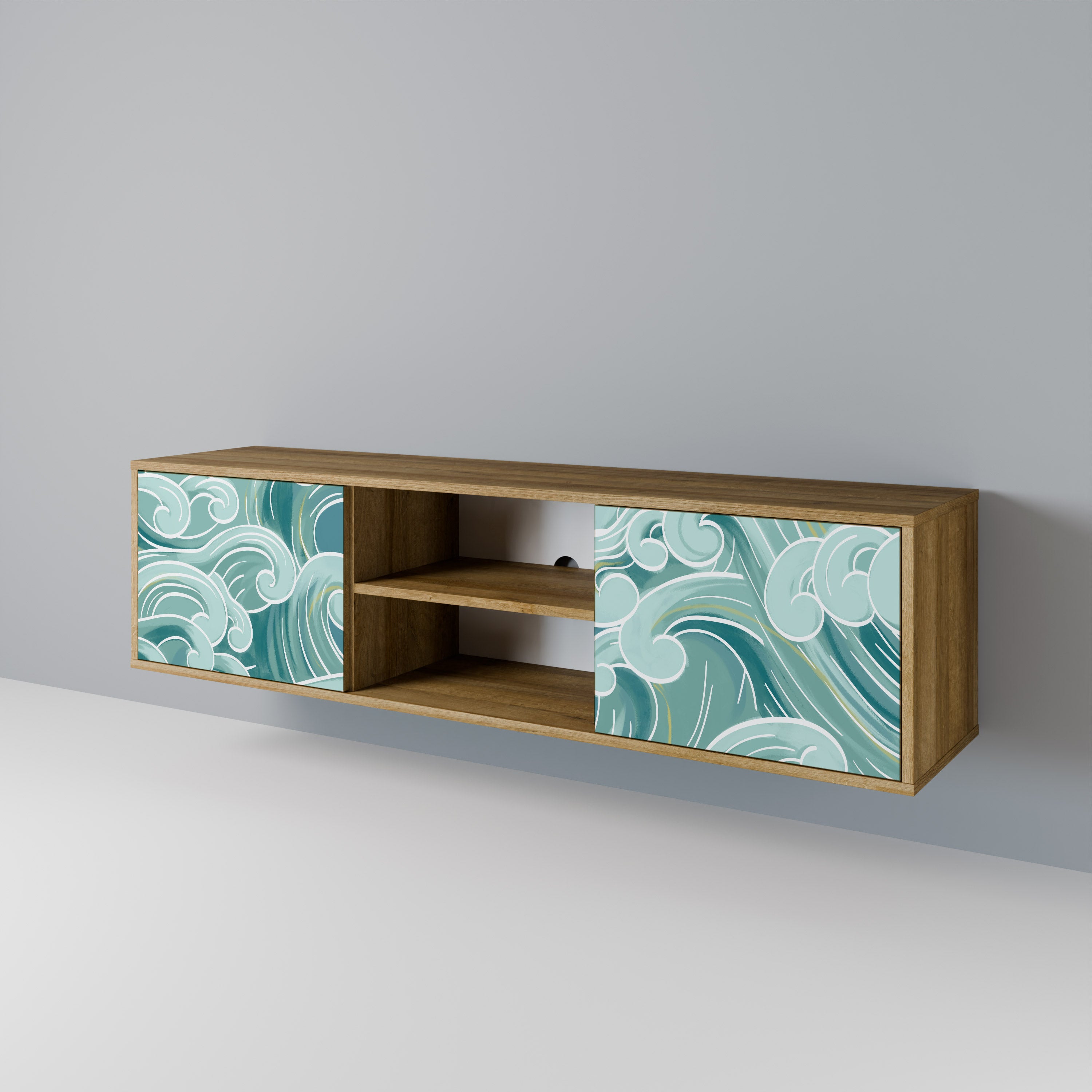 Mueble de TV ASIAN SWAY de 2 puertas con efecto roble