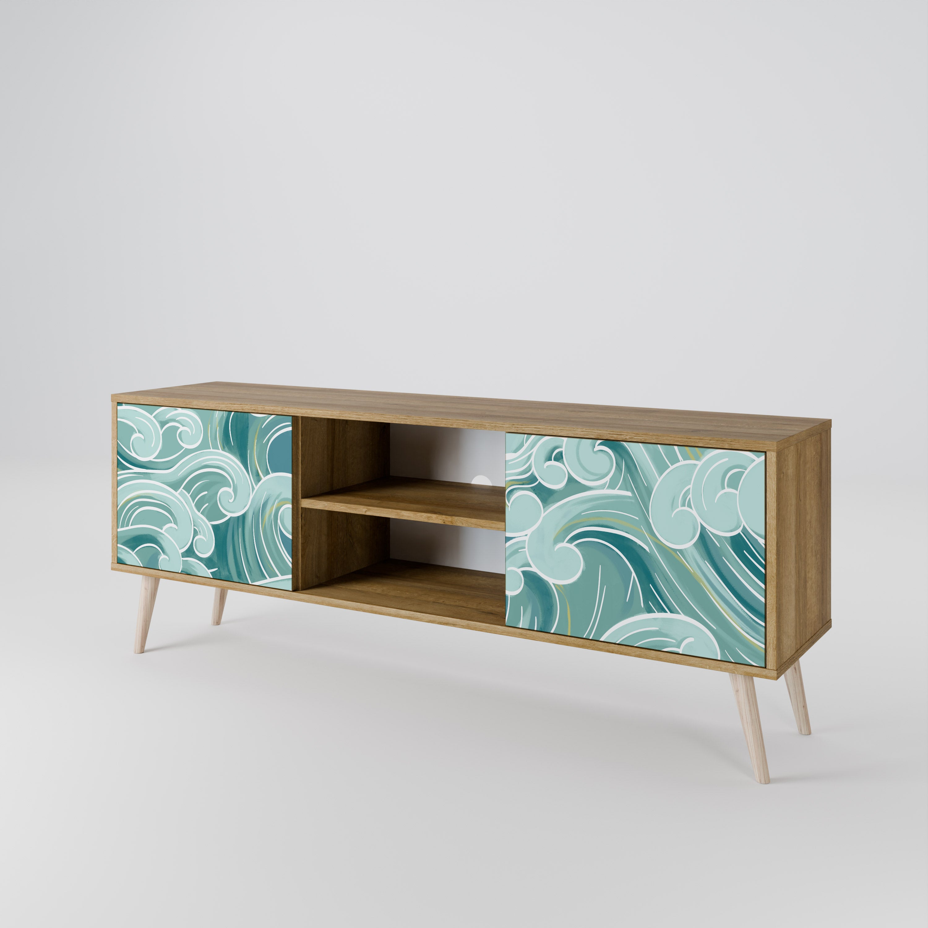 Mueble de TV ASIAN SWAY de 2 puertas con efecto roble