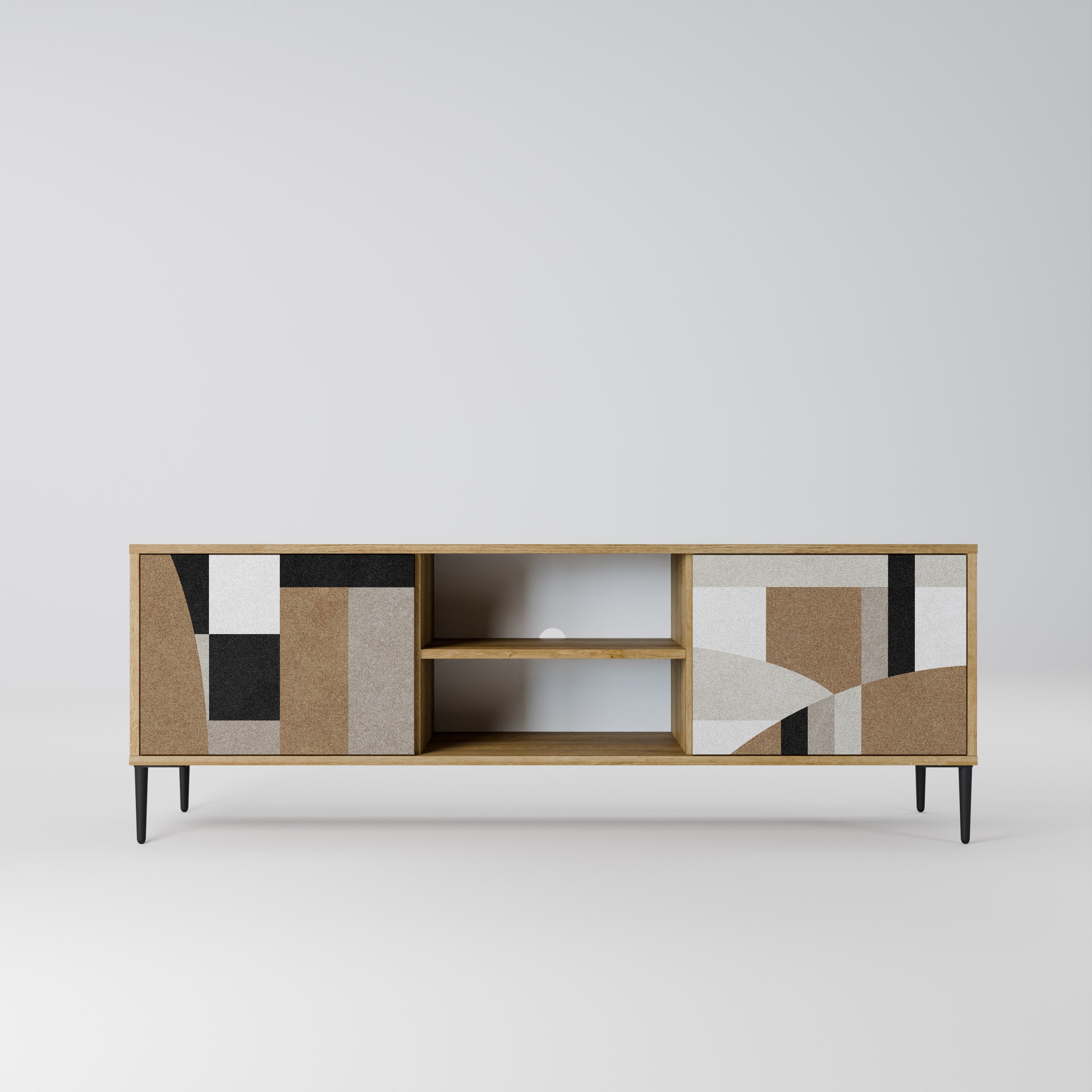 Mueble de TV de 2 puertas DELICATE MEMENTO con efecto roble