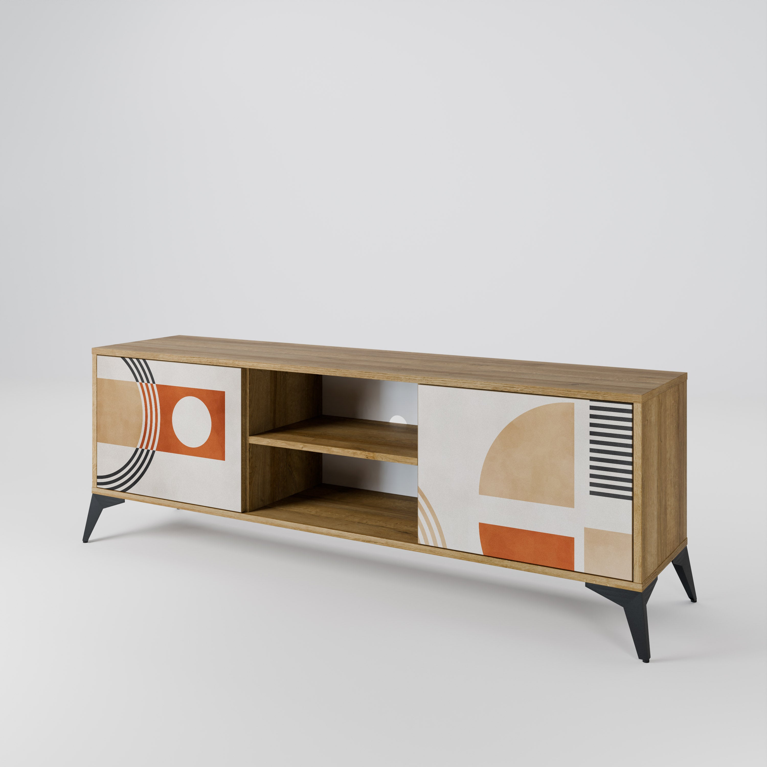 Mueble de TV de 2 puertas SPACE AROUND con efecto roble