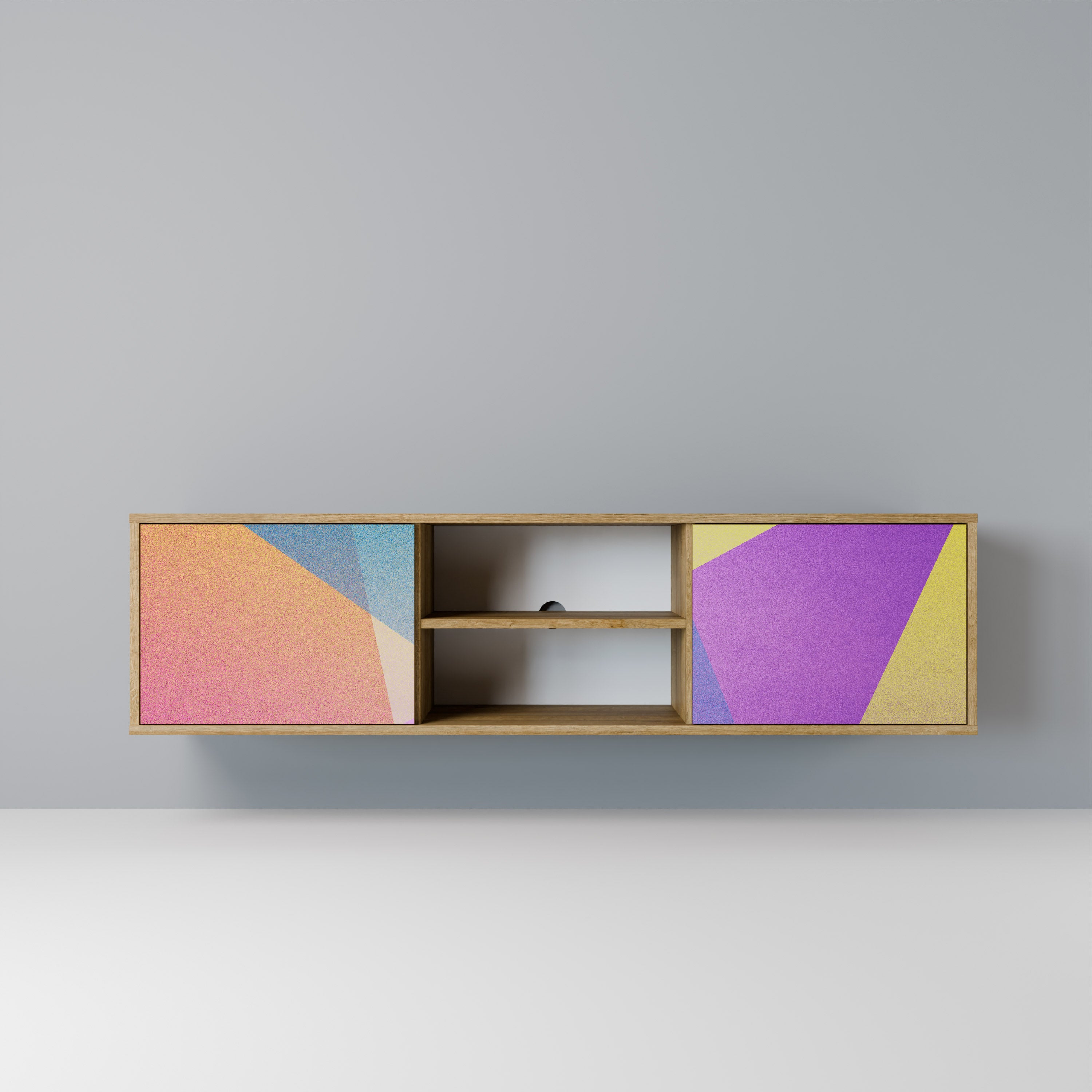 BRIGHT GEOMETRY 2-Door TV Stand in Oak Effect