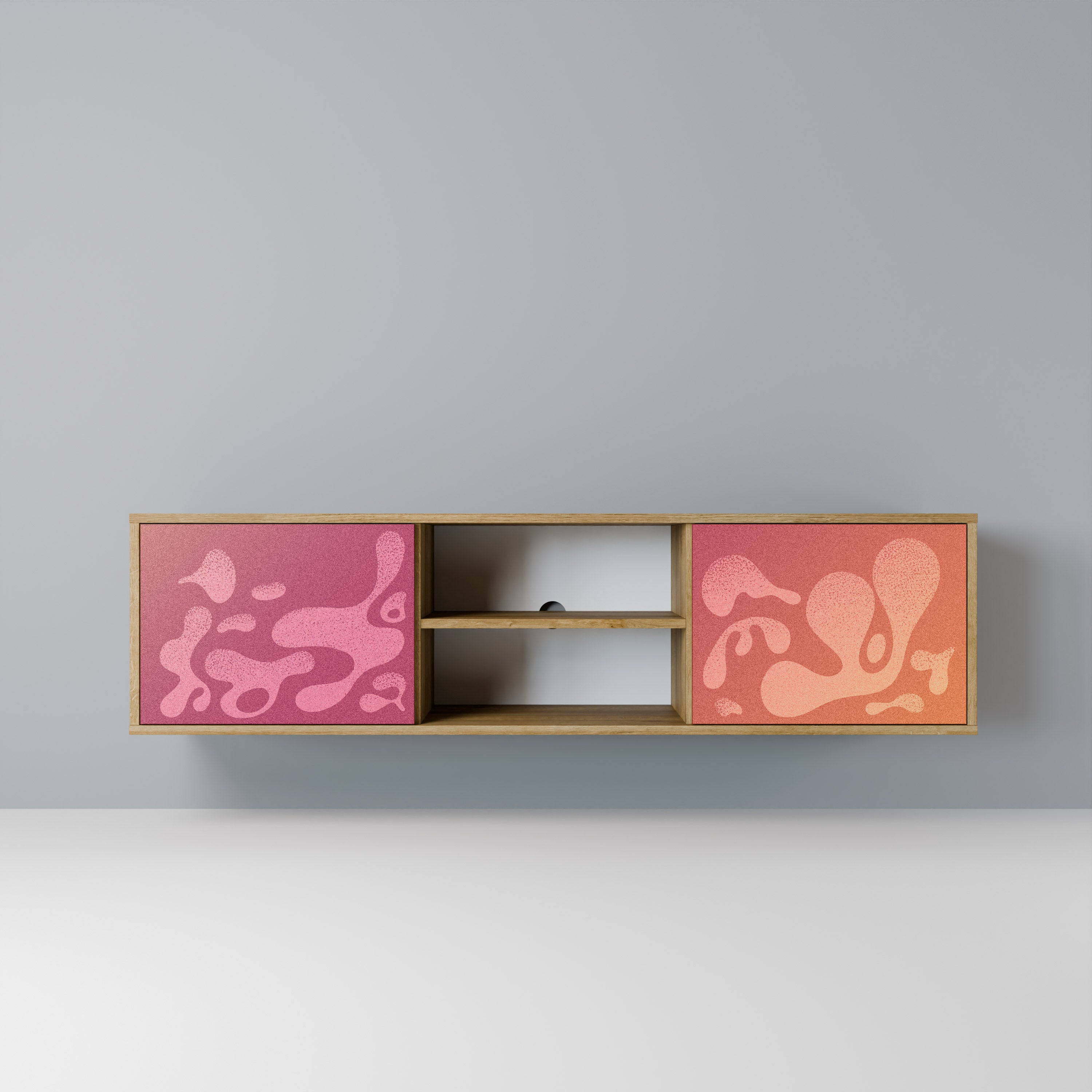IRREGULAR PINK 2-Door TV Stand in Oak Effect