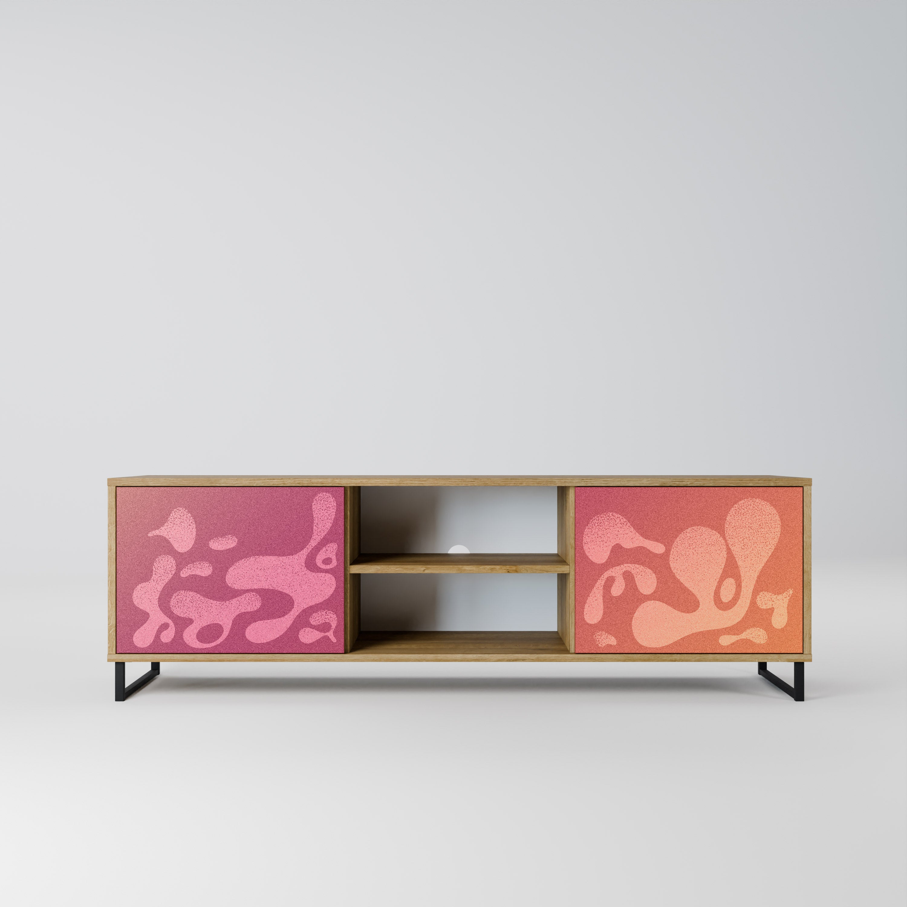 IRREGULAR PINK 2-Door TV Stand in Oak Effect