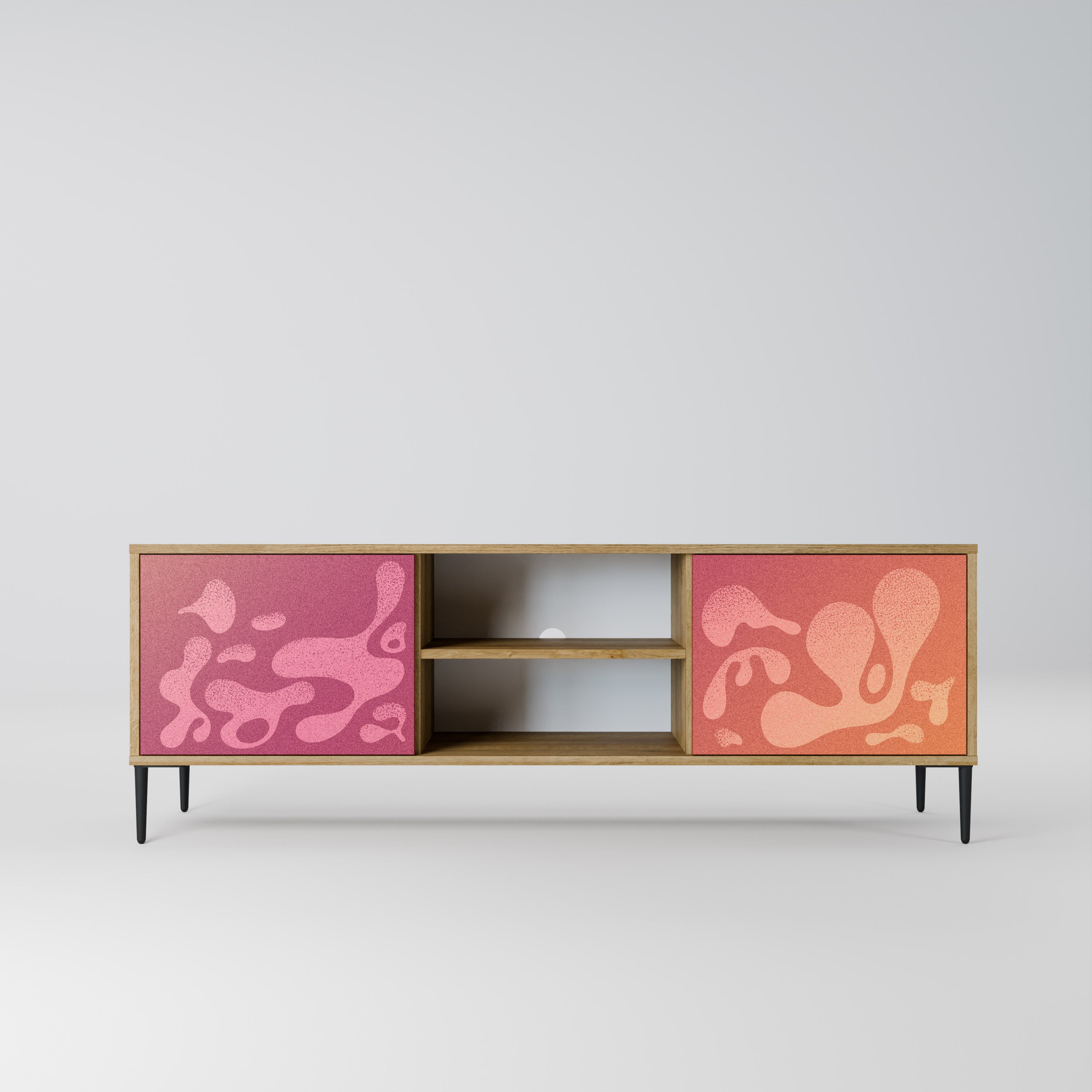 IRREGULAR PINK 2-Door TV Stand in Oak Effect