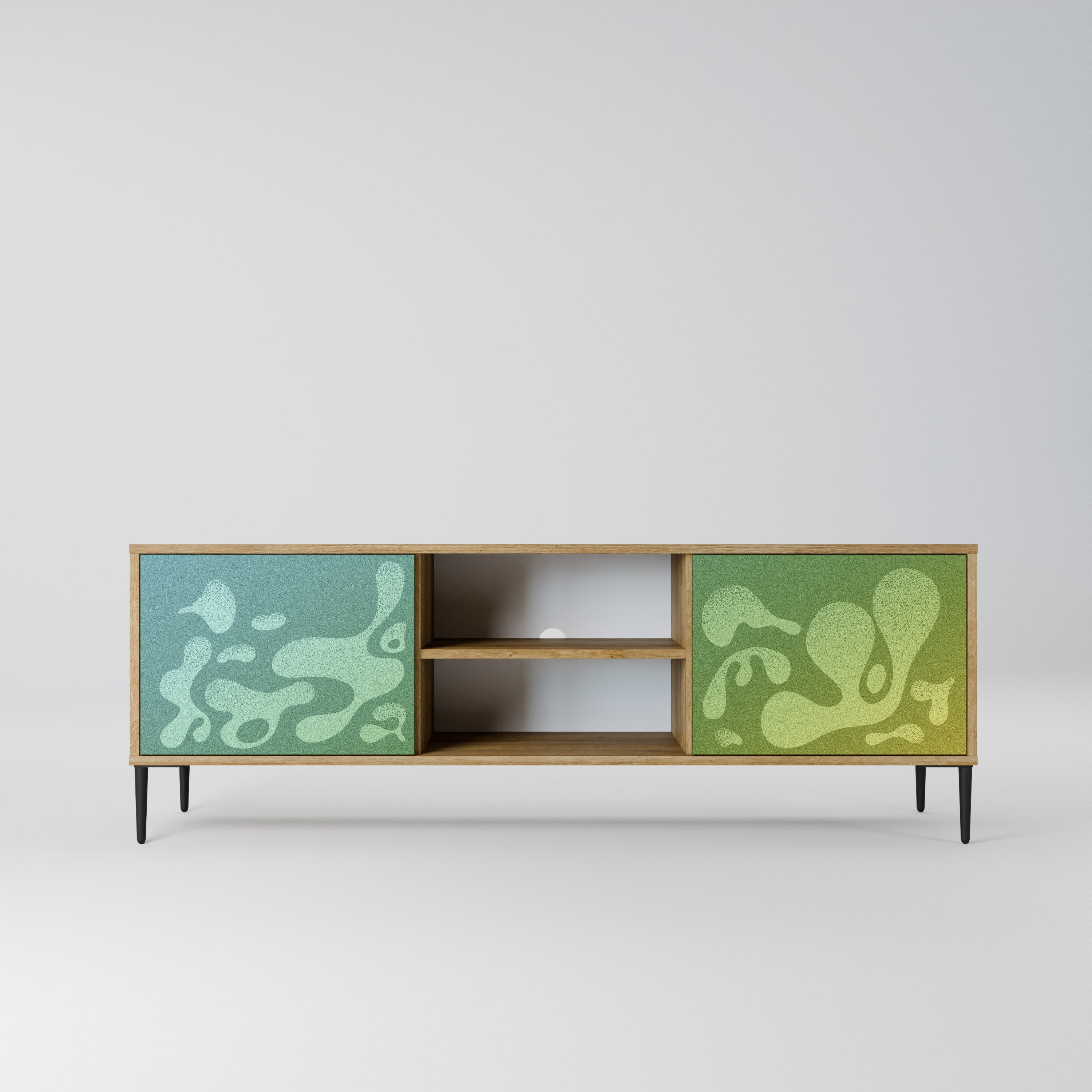 IRREGULAR BLUE 2-Door TV Stand in Oak Effect