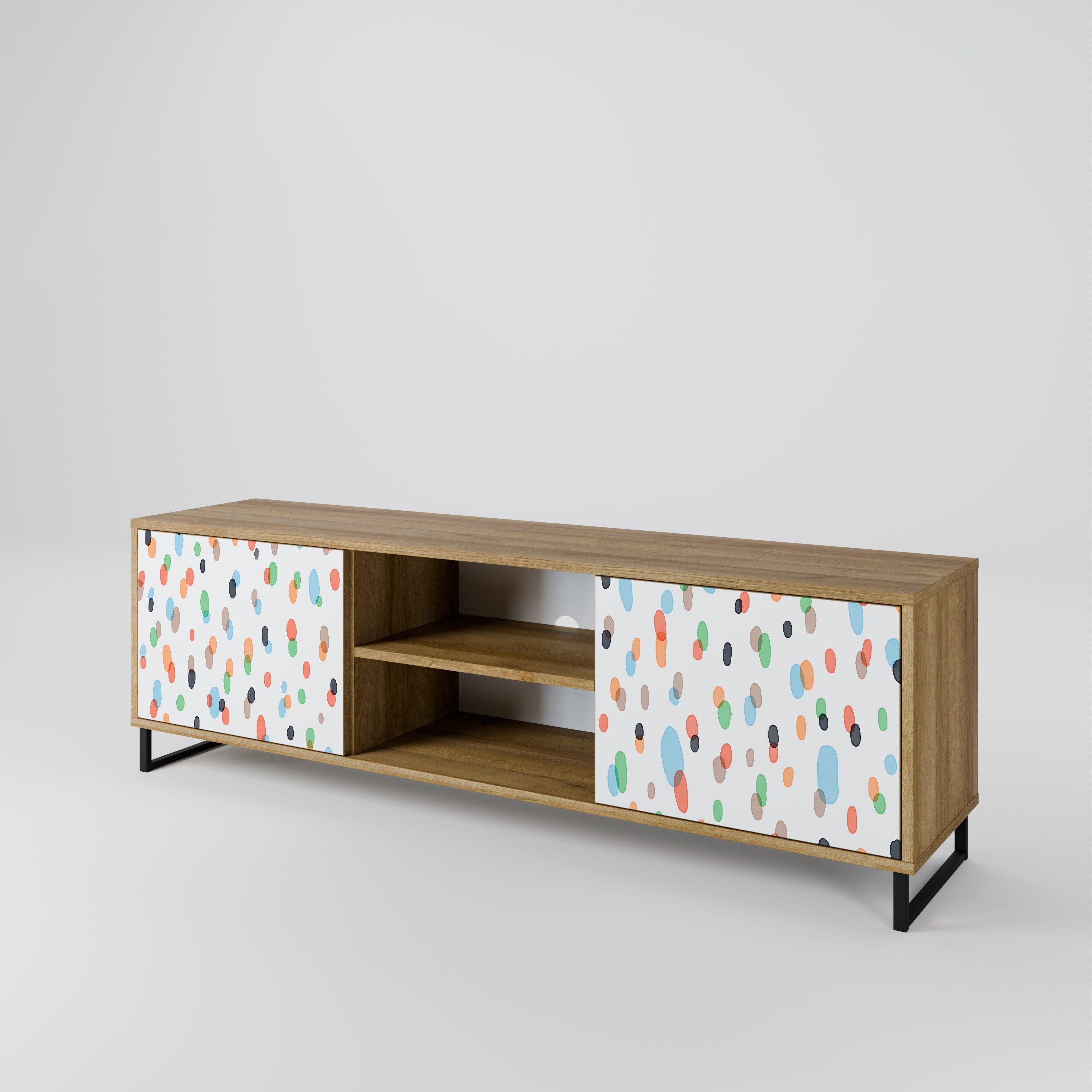 Mueble de TV de 2 puertas ENERGETIC SPOTS con efecto roble