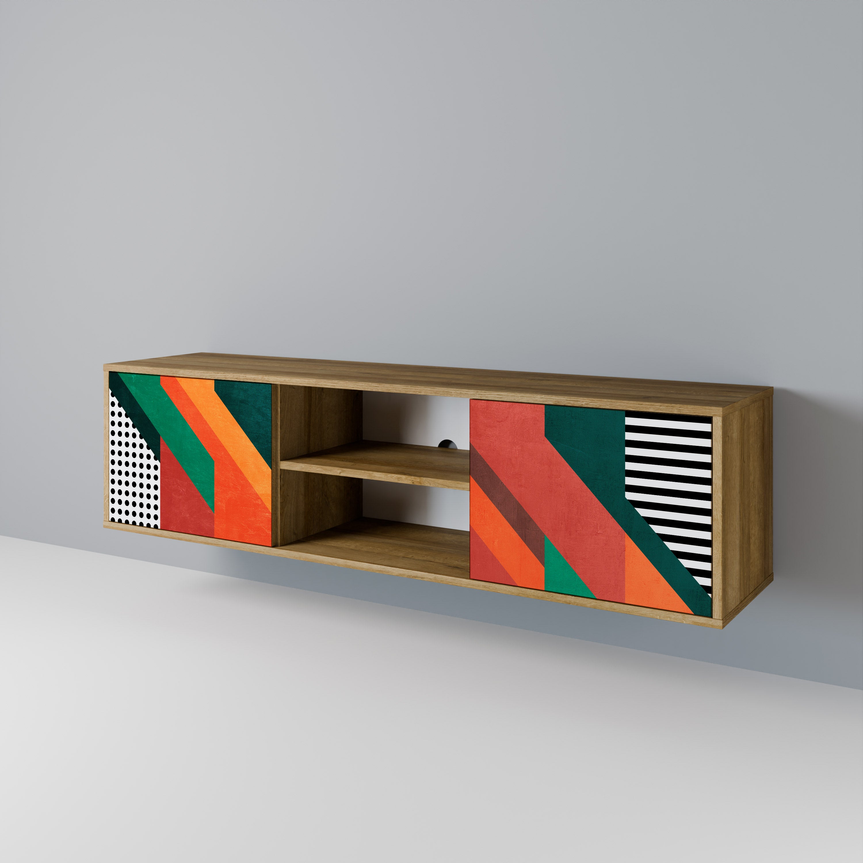 Mueble de TV de 2 puertas MAKESHIFT ARTISTRY con efecto roble