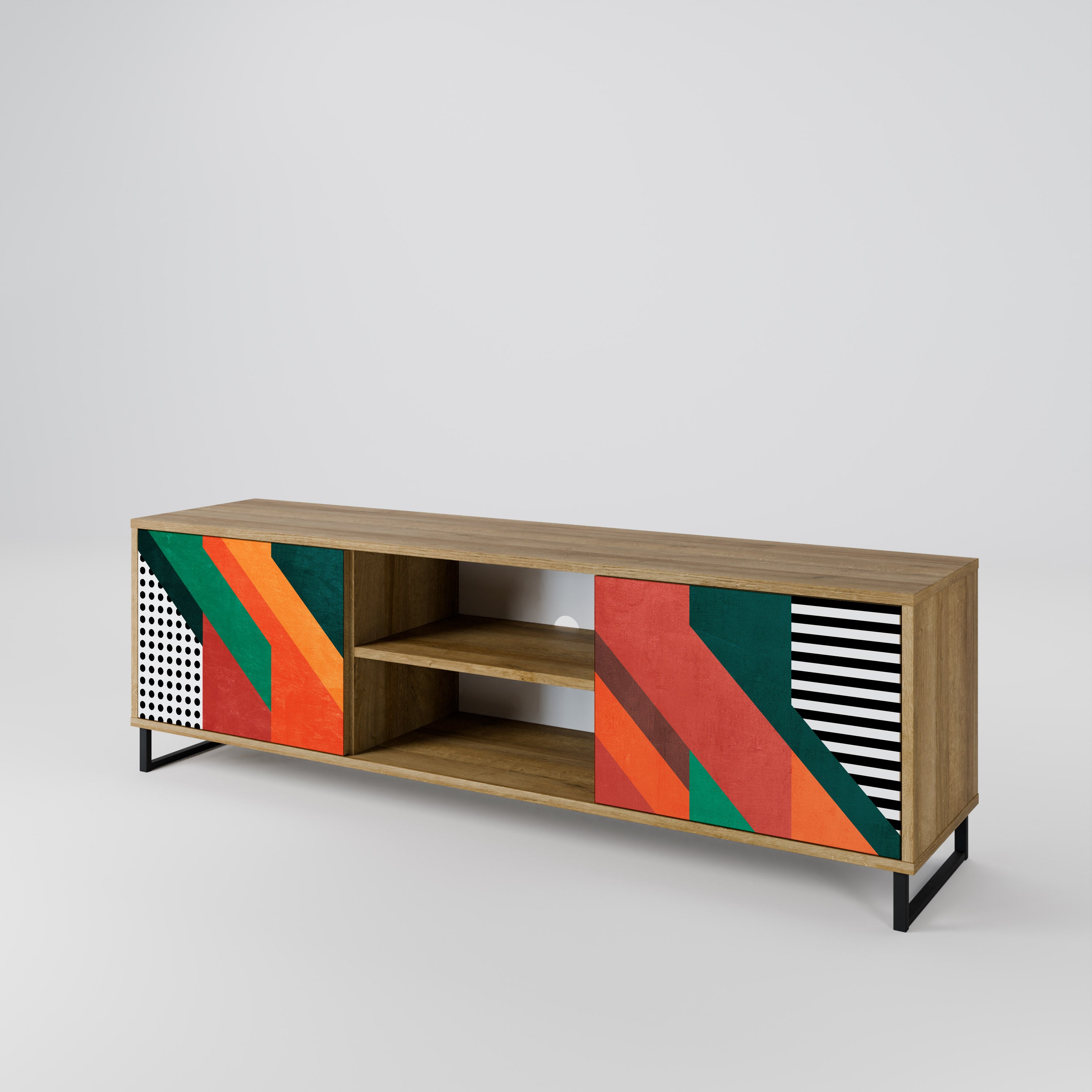 Mueble de TV de 2 puertas MAKESHIFT ARTISTRY con efecto roble