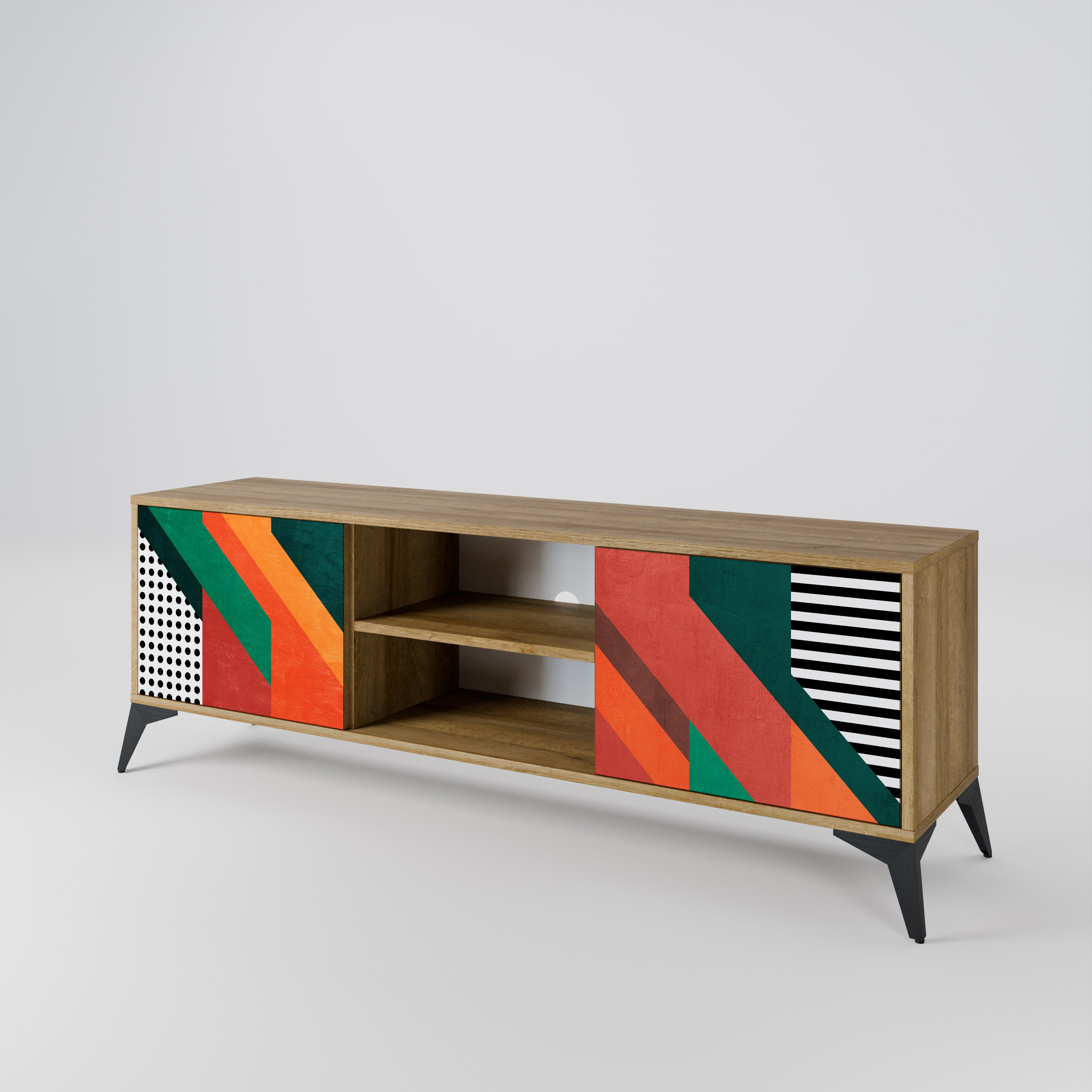 Mueble de TV de 2 puertas MAKESHIFT ARTISTRY con efecto roble