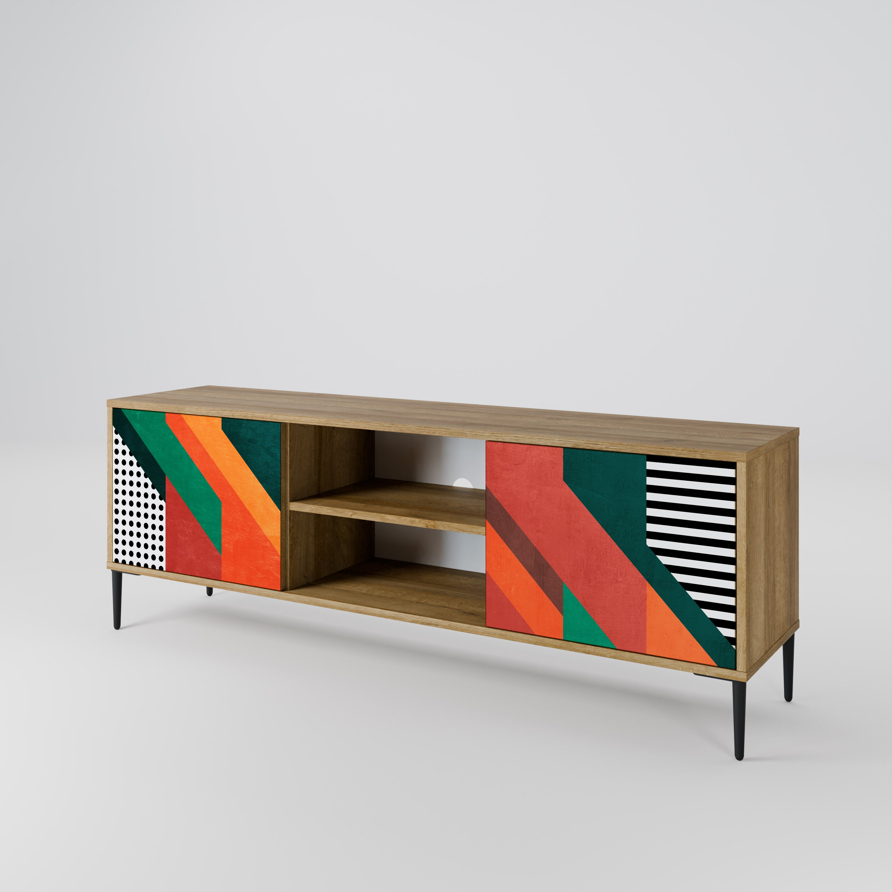 Mueble de TV de 2 puertas MAKESHIFT ARTISTRY con efecto roble