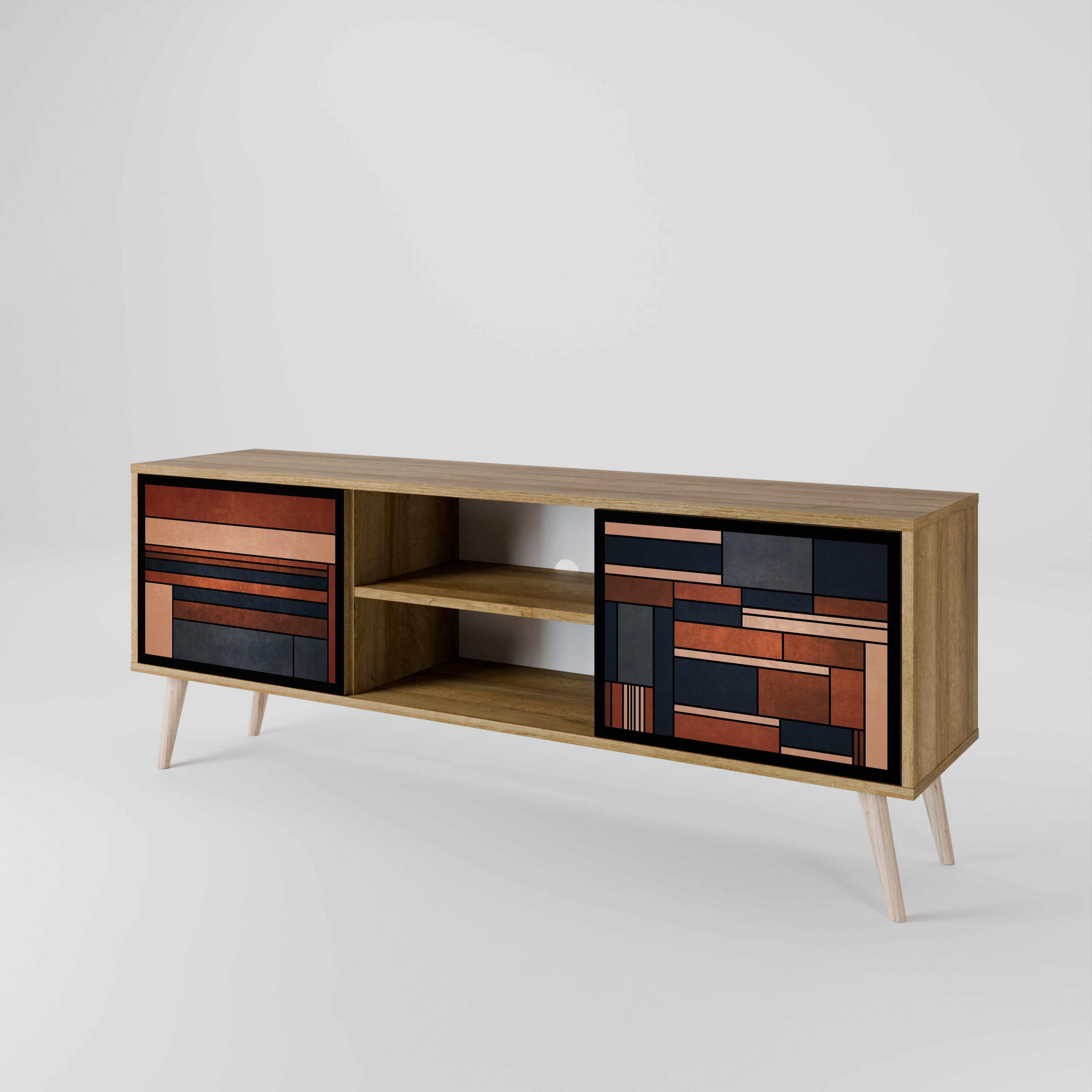 Mueble de TV INTREPID FORMATION de 2 puertas con efecto roble