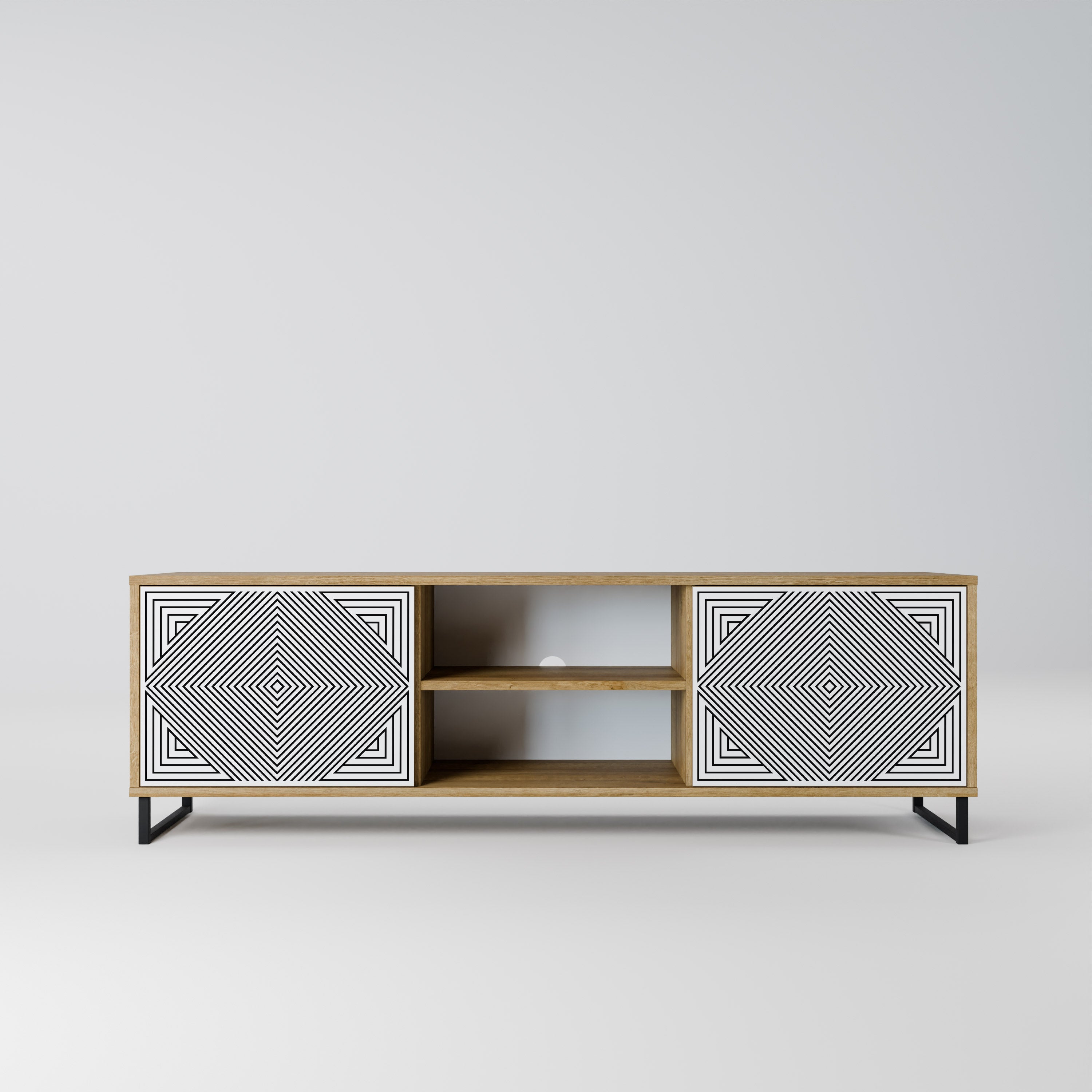 POLYGON ILLUSION 2-Door TV Stand in Oak Effect