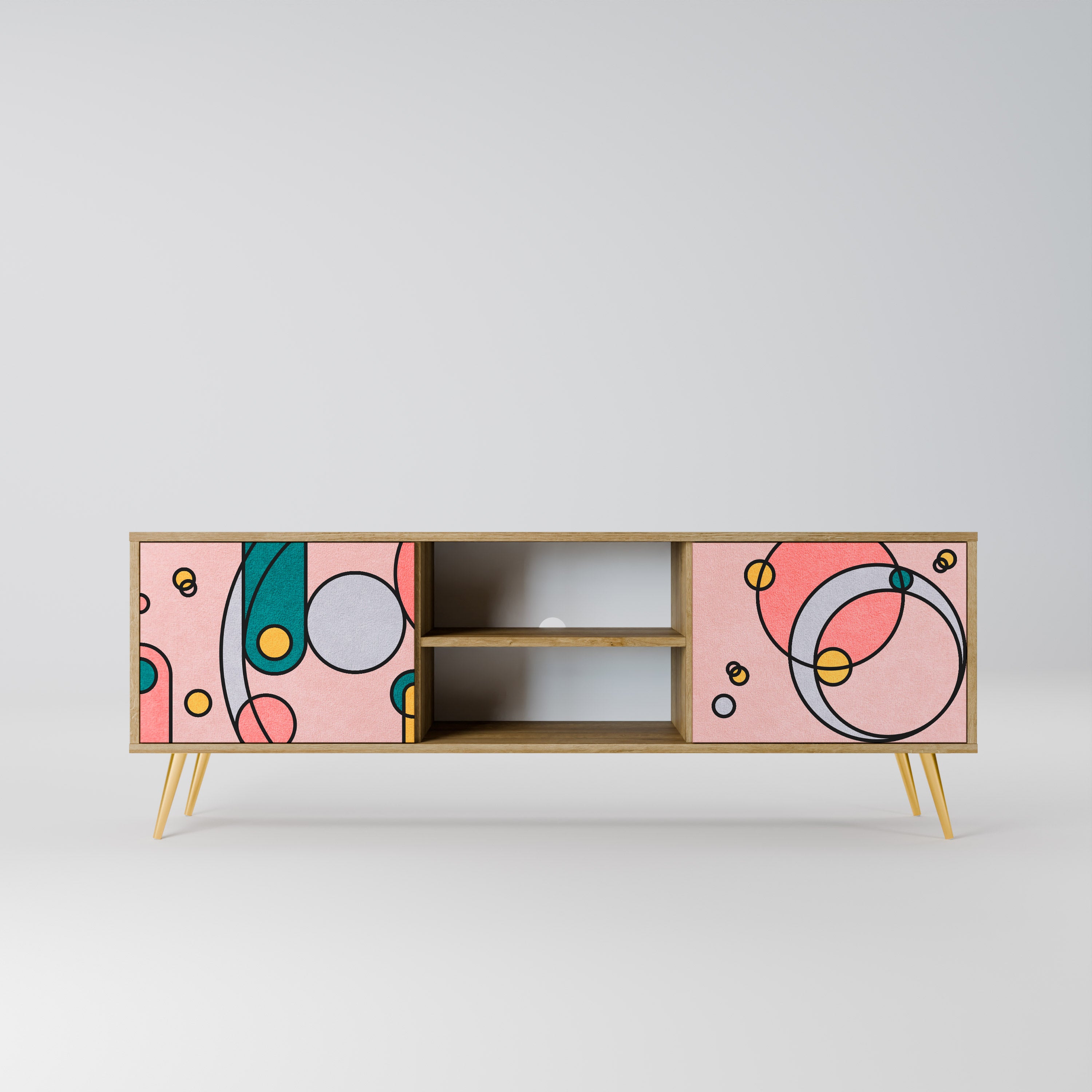 GOSSAMER ECHOES 2-Door TV Stand in Oak Effect