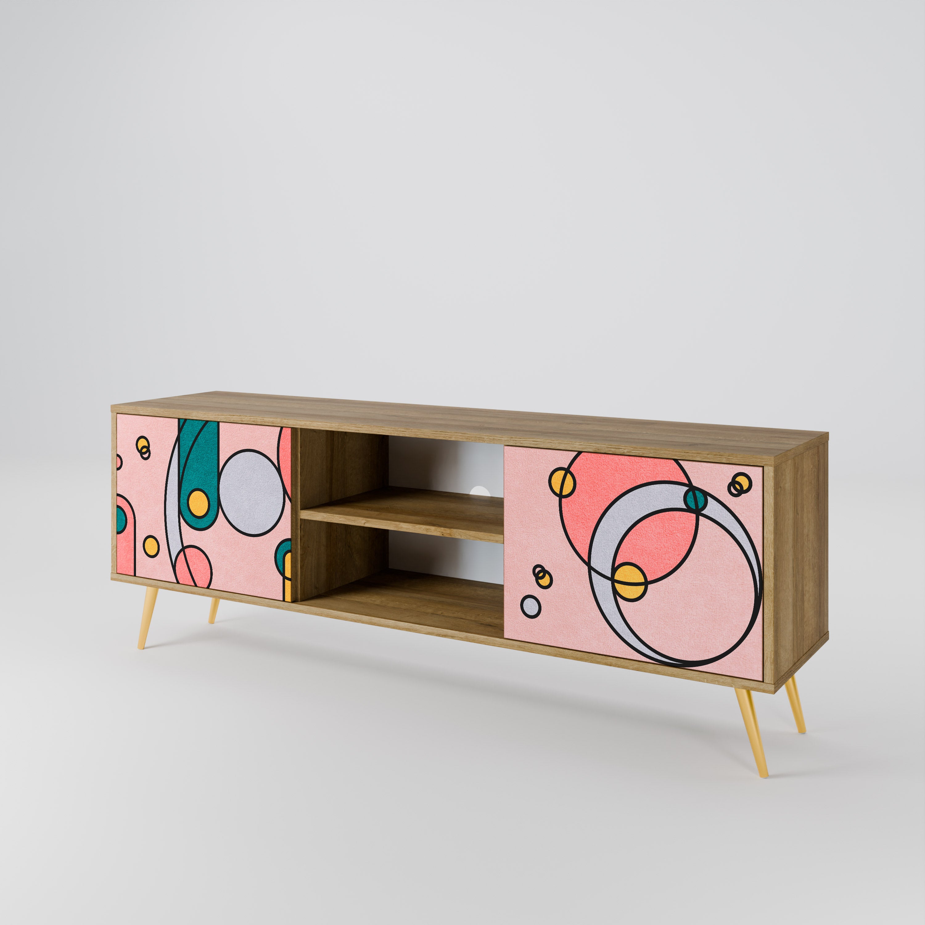 Mueble de TV de 2 puertas GOSSAMER ECHOES con efecto roble