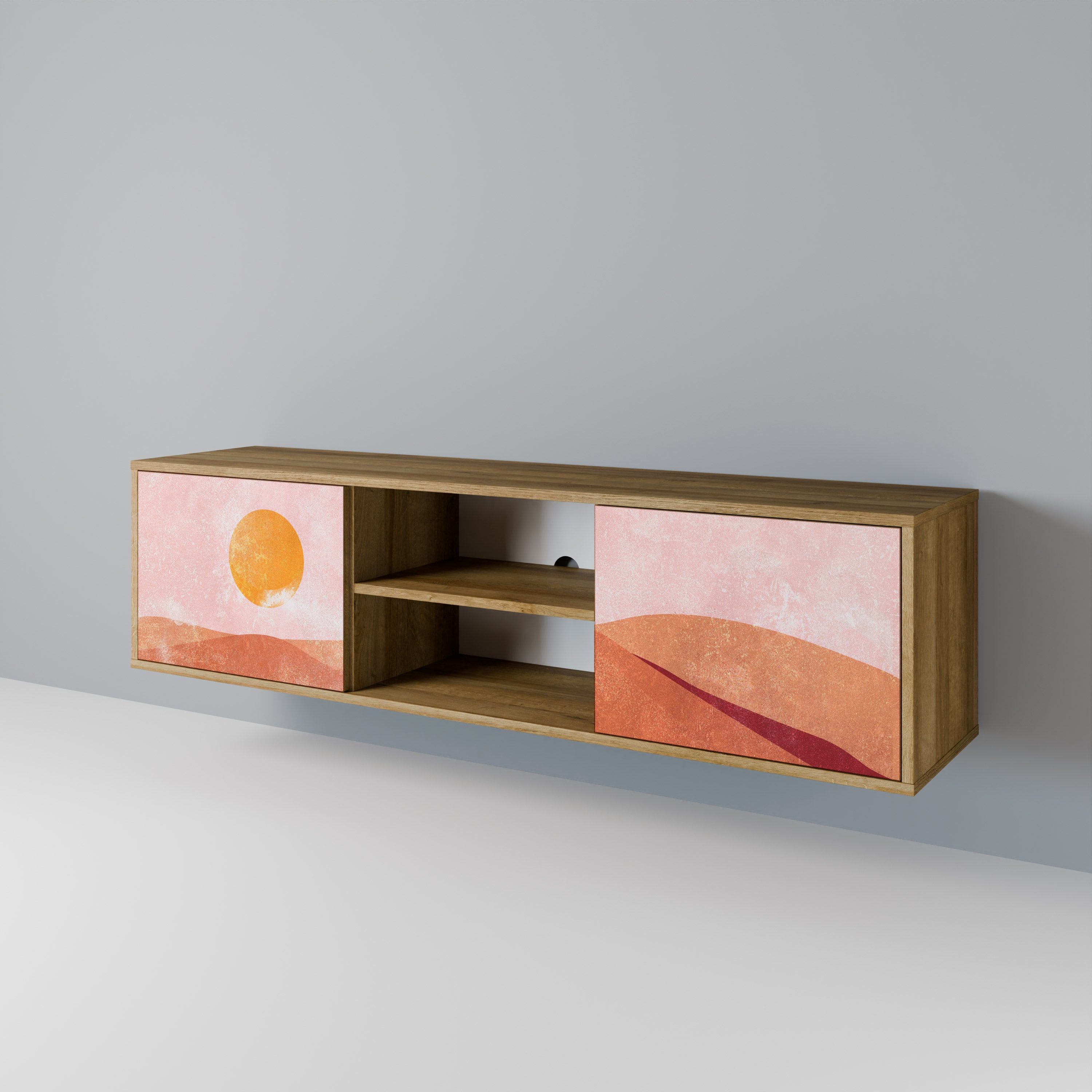 Mueble de TV de 2 puertas LUMINOUS SUNLIGHT con efecto roble