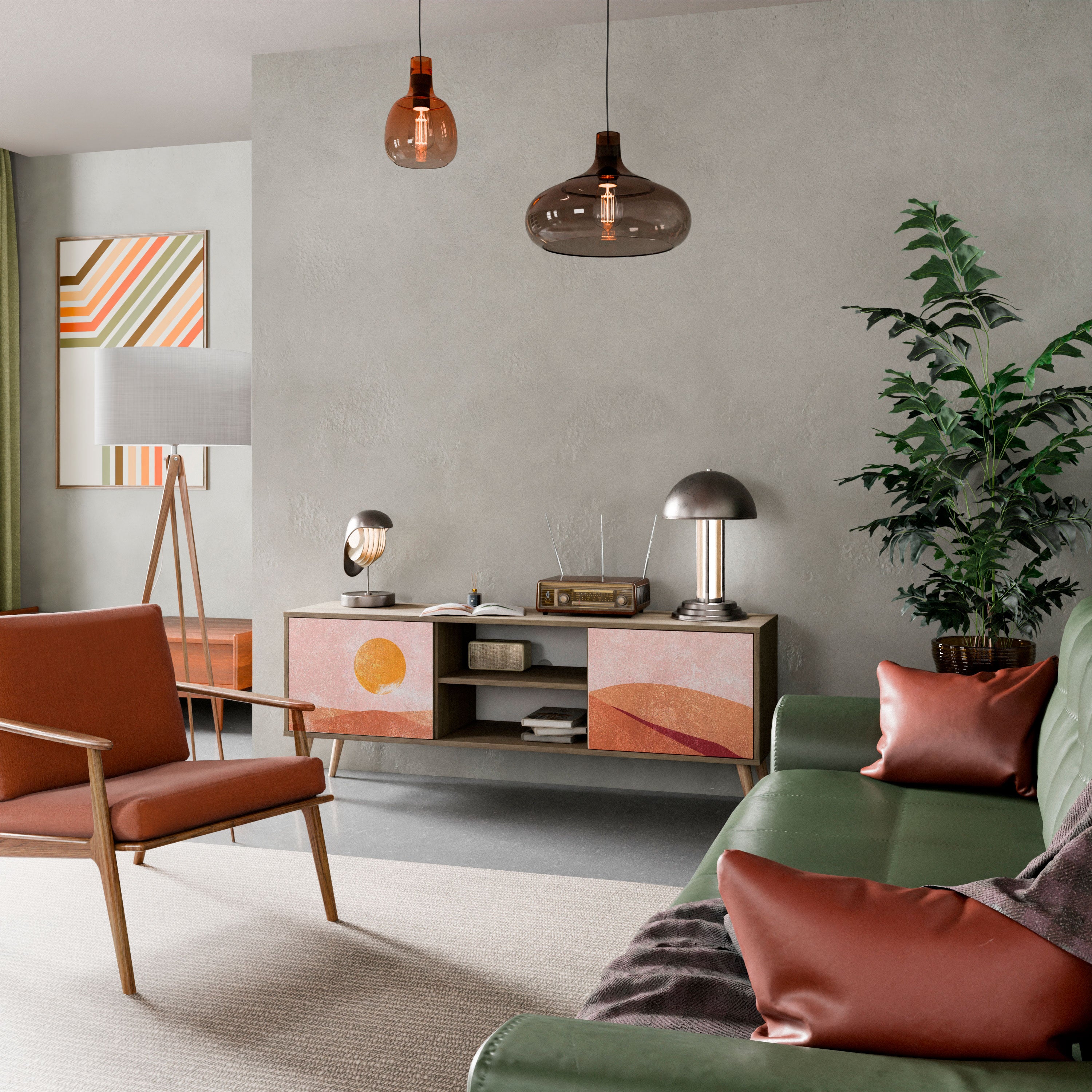 Mueble de TV de 2 puertas LUMINOUS SUNLIGHT con efecto roble