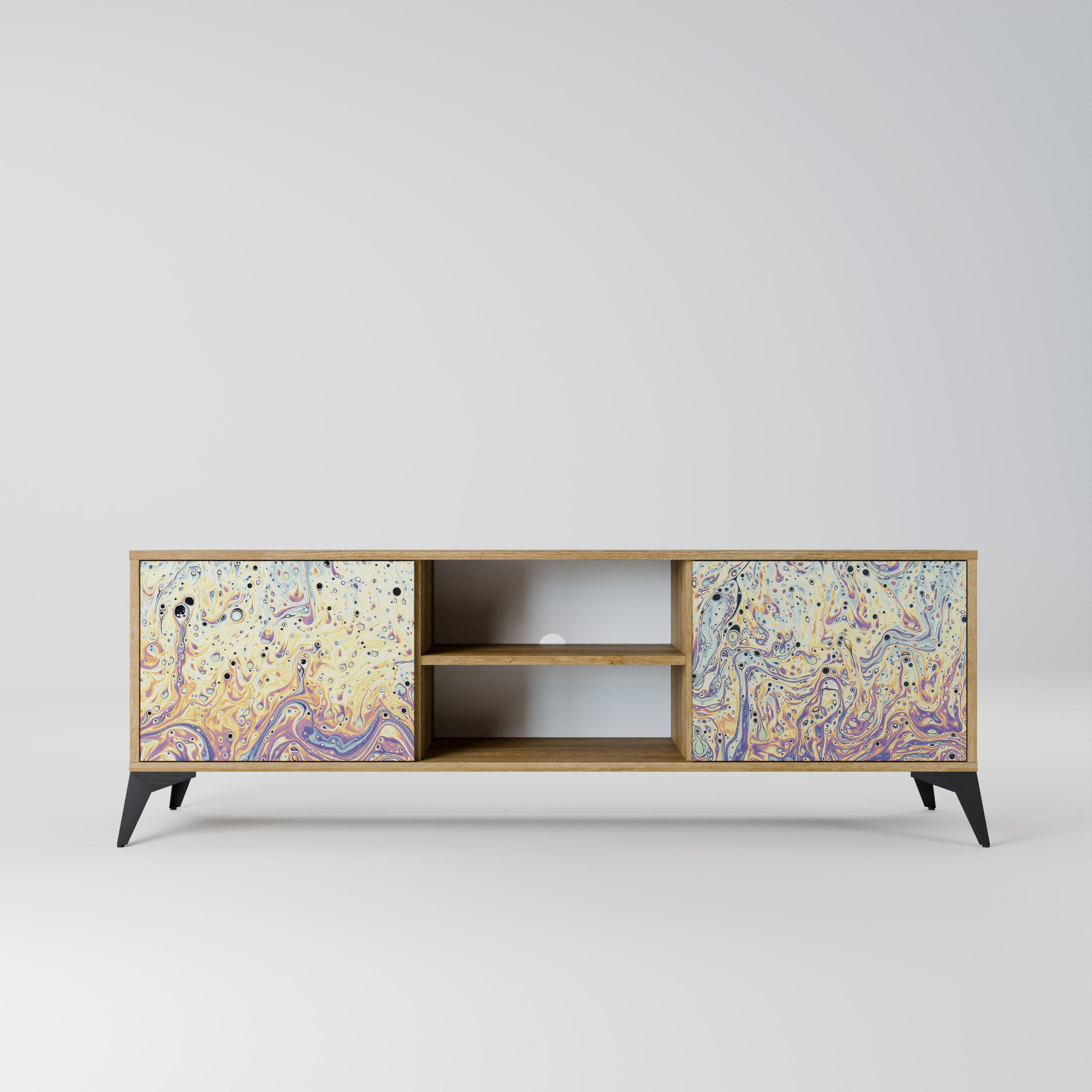 Mueble de TV de 2 puertas MOSAIC OF COLORS efecto roble