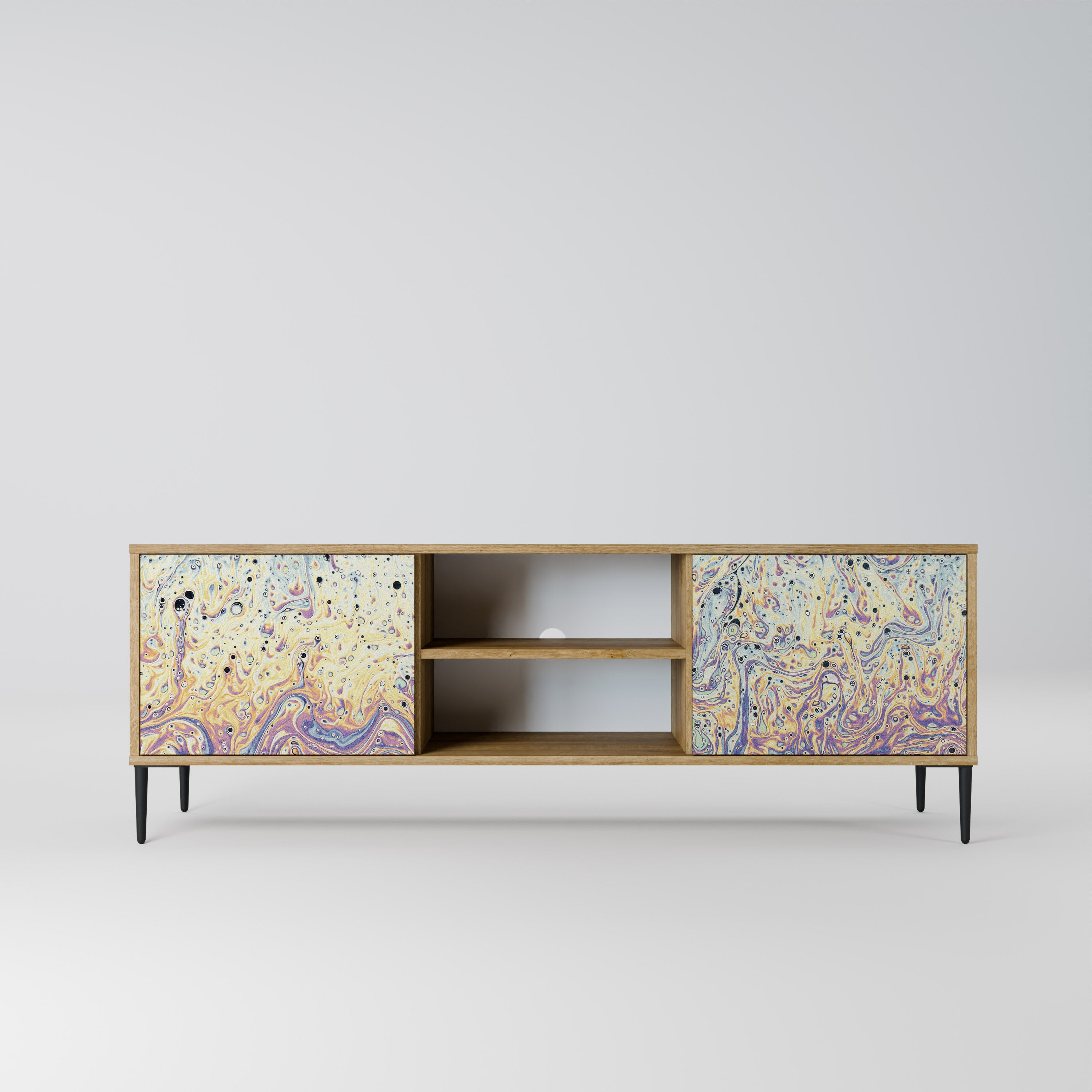 Mueble de TV de 2 puertas MOSAIC OF COLORS efecto roble