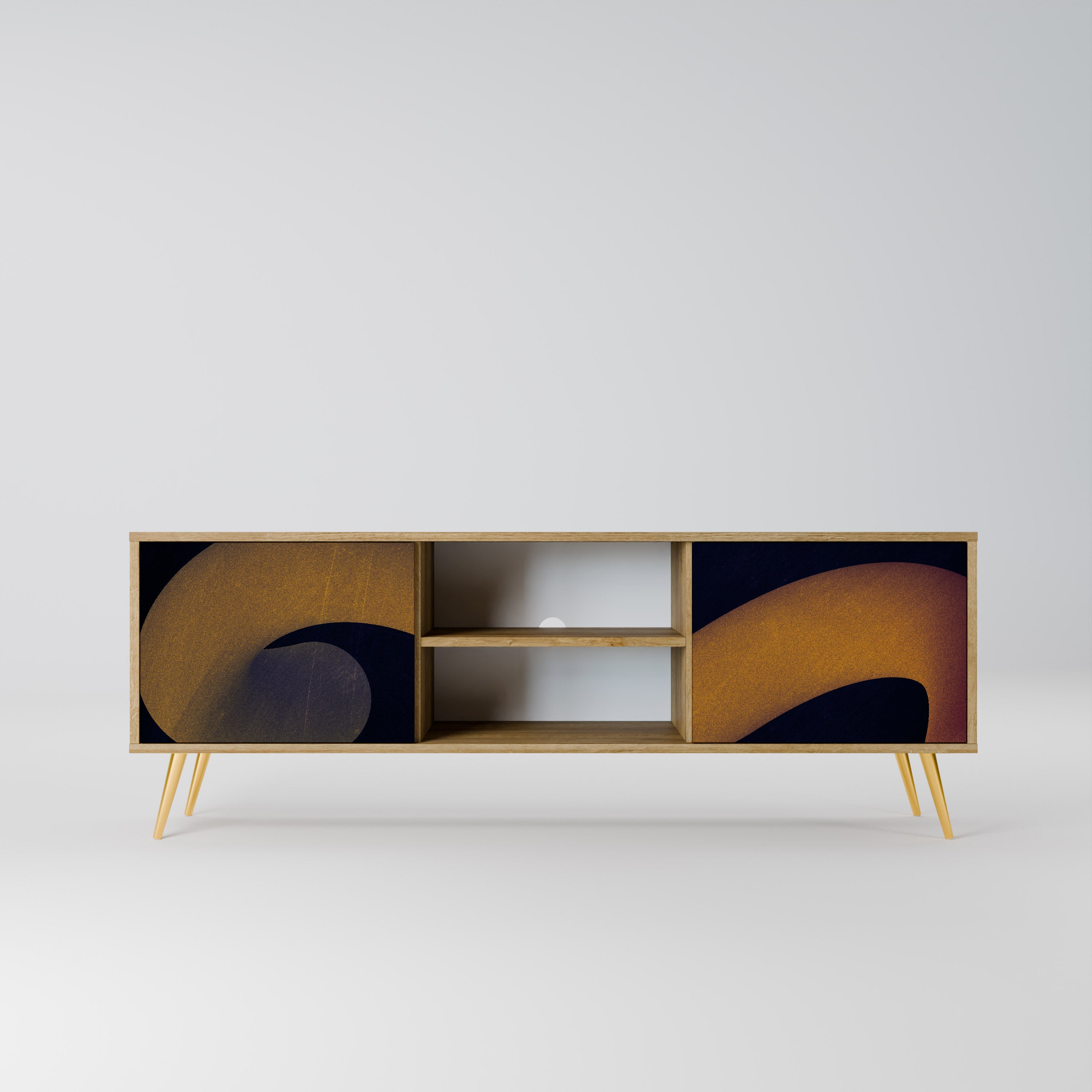 Mueble de TV HOLLOW TIME de 2 puertas con efecto roble