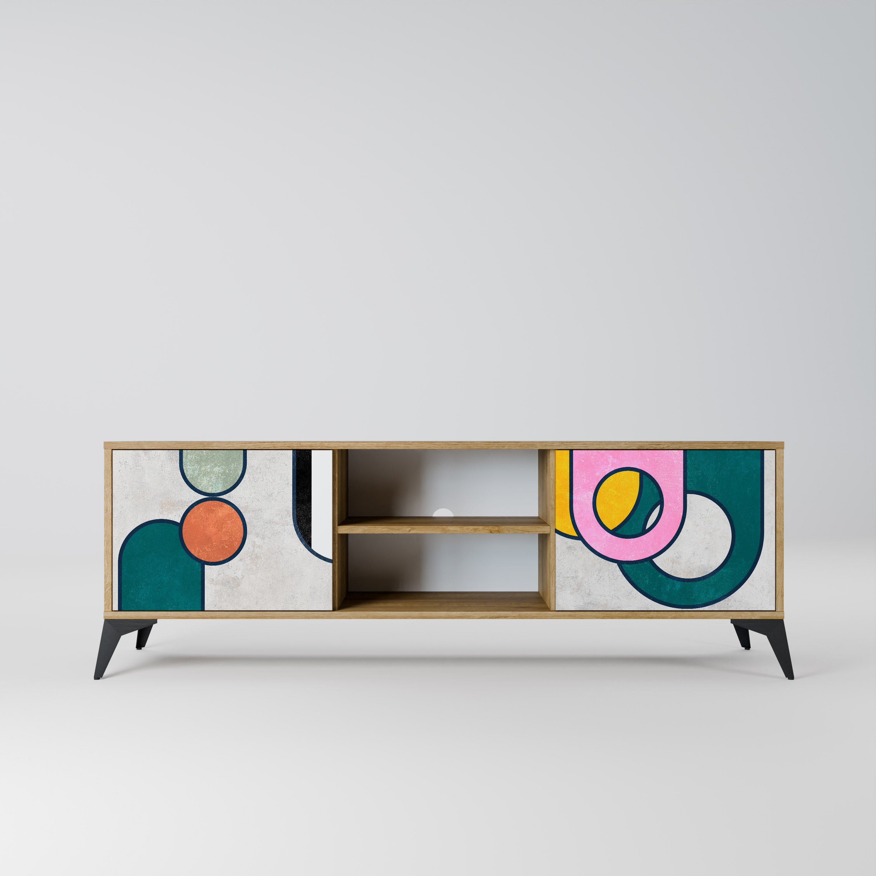 Mueble de TV de 2 puertas COOL STORY con efecto roble