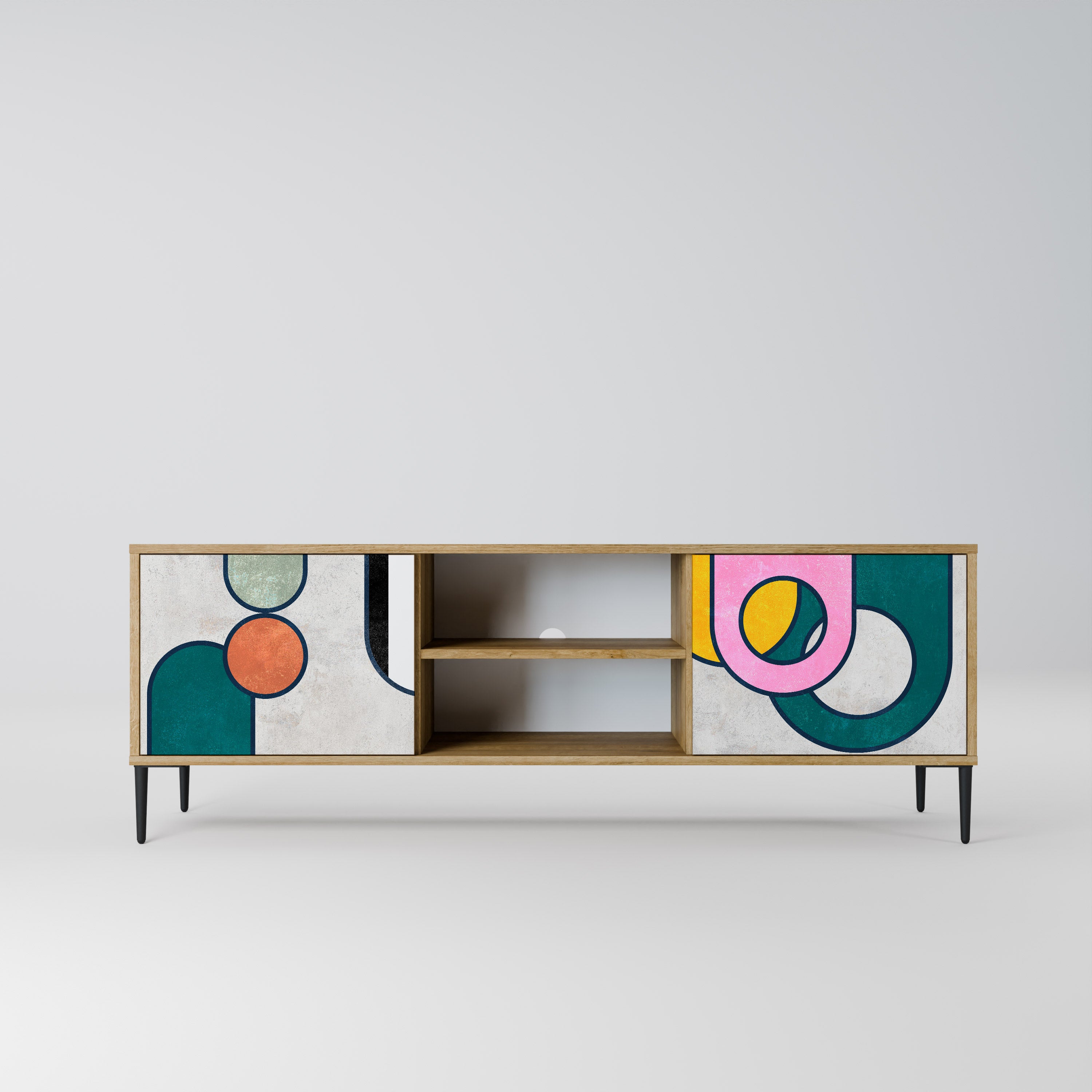 Mueble de TV de 2 puertas COOL STORY con efecto roble