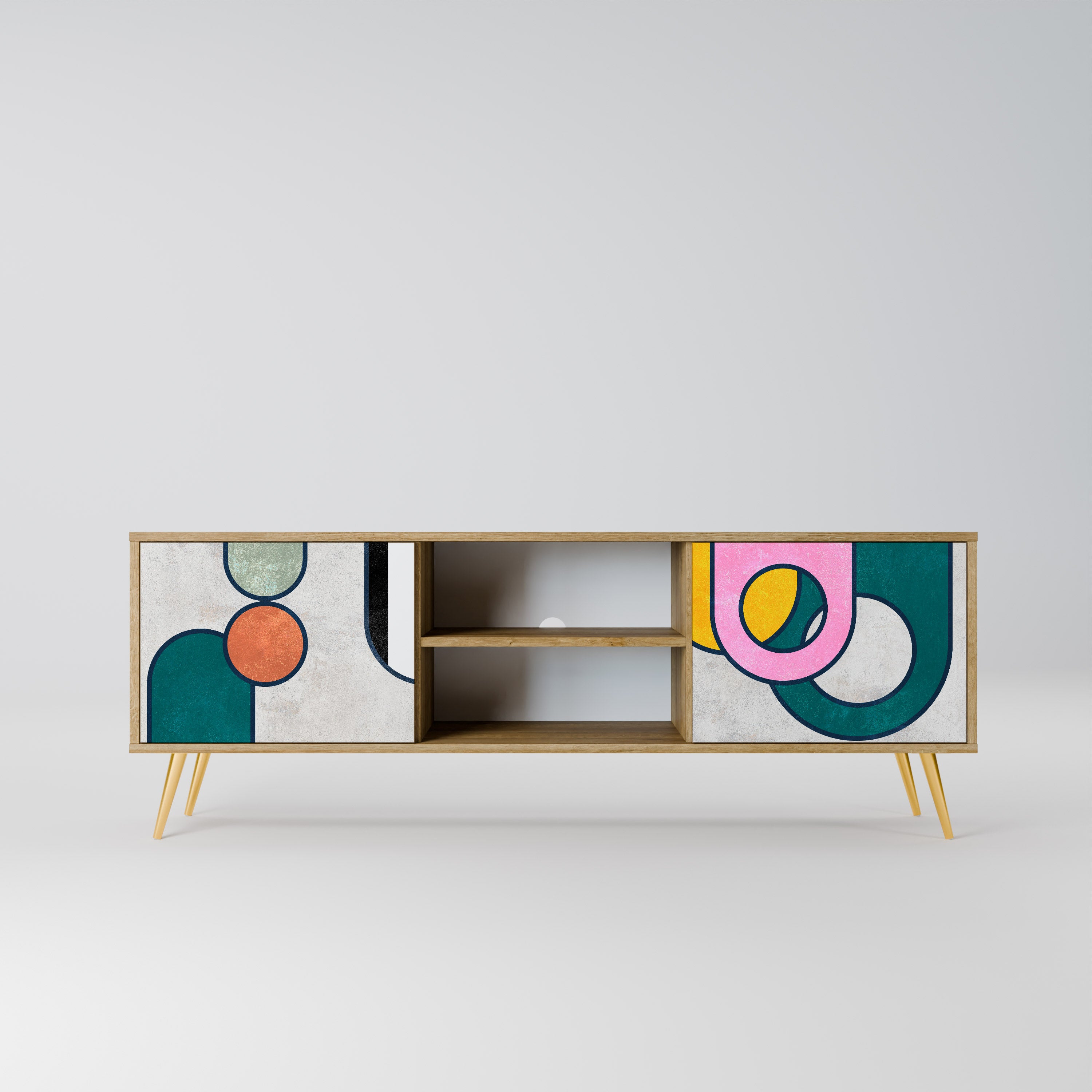 Mueble de TV de 2 puertas COOL STORY con efecto roble