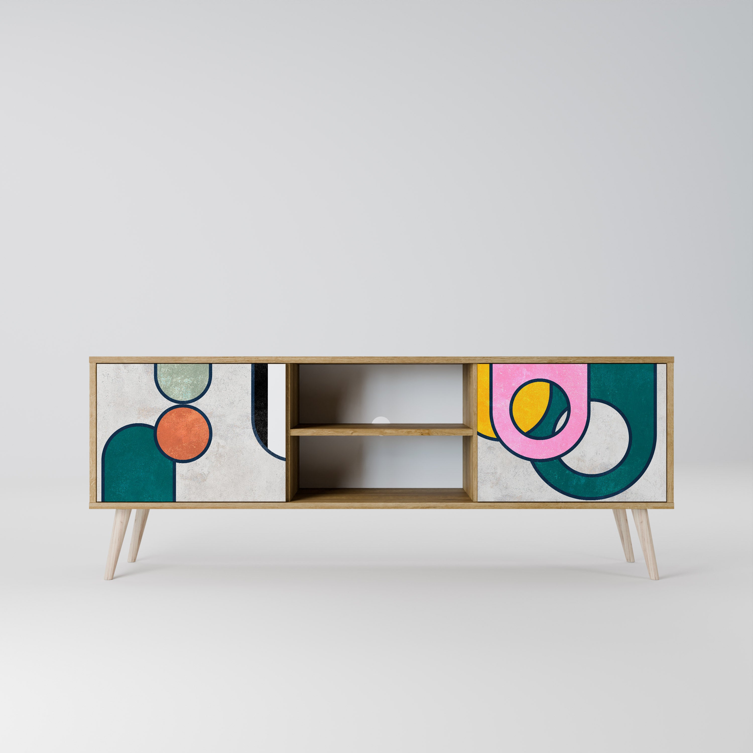 Mueble de TV de 2 puertas COOL STORY con efecto roble