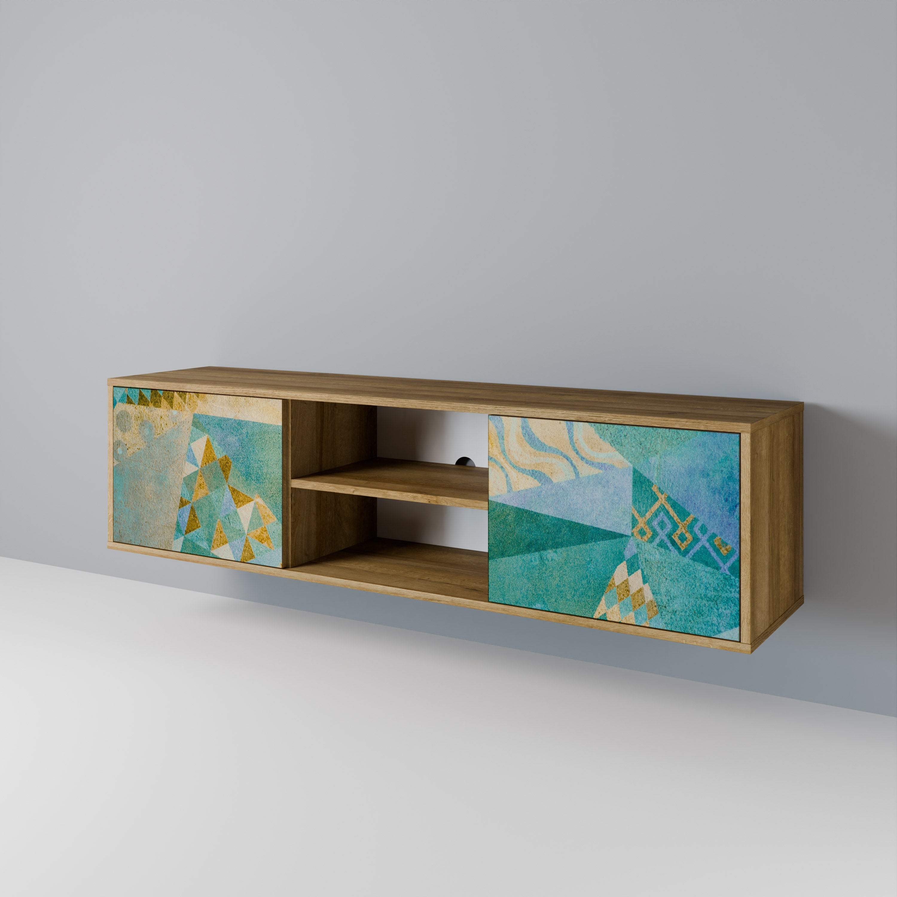 Mueble de TV de 2 puertas SPECTRUM SPLENDOR con efecto roble