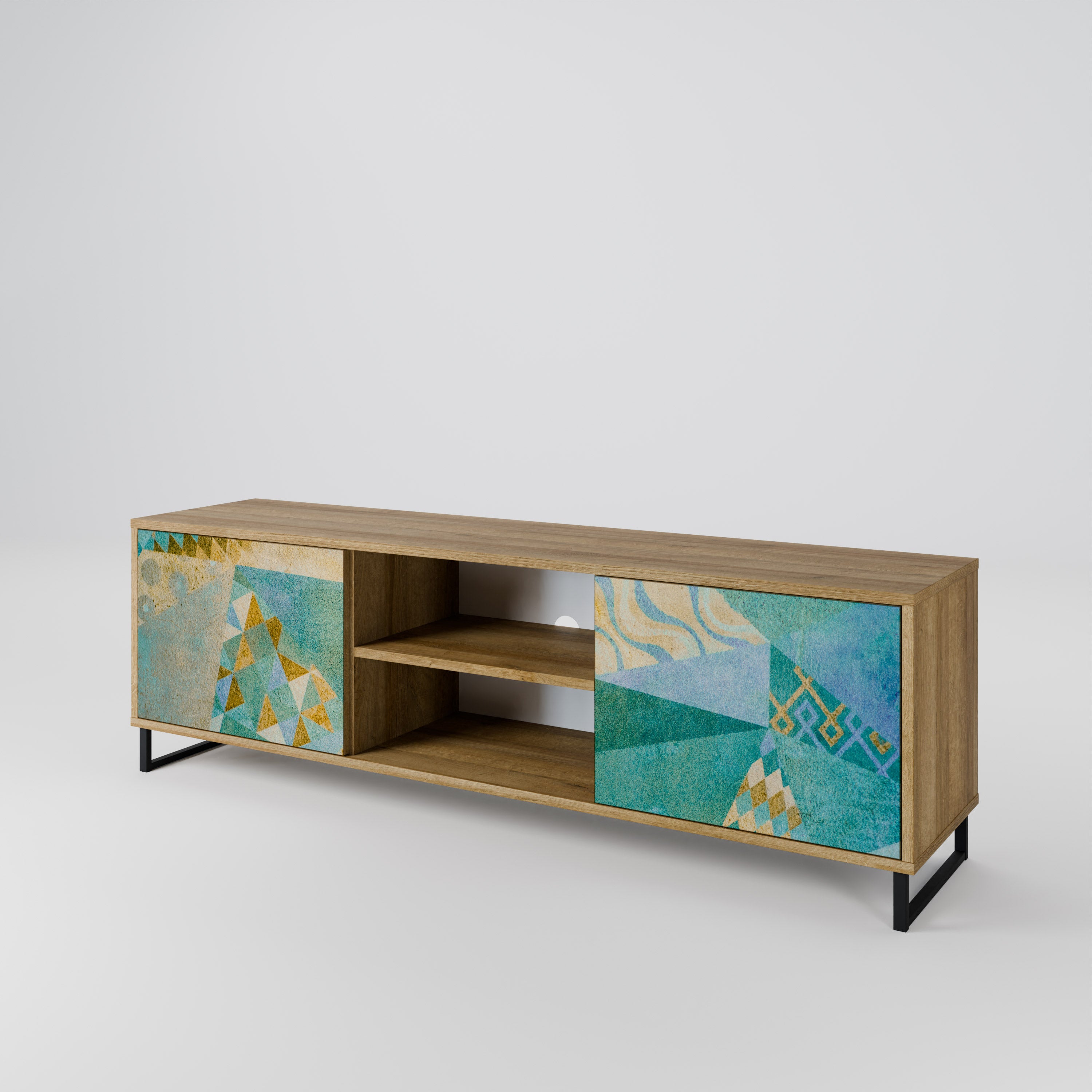 Mueble de TV de 2 puertas SPECTRUM SPLENDOR con efecto roble