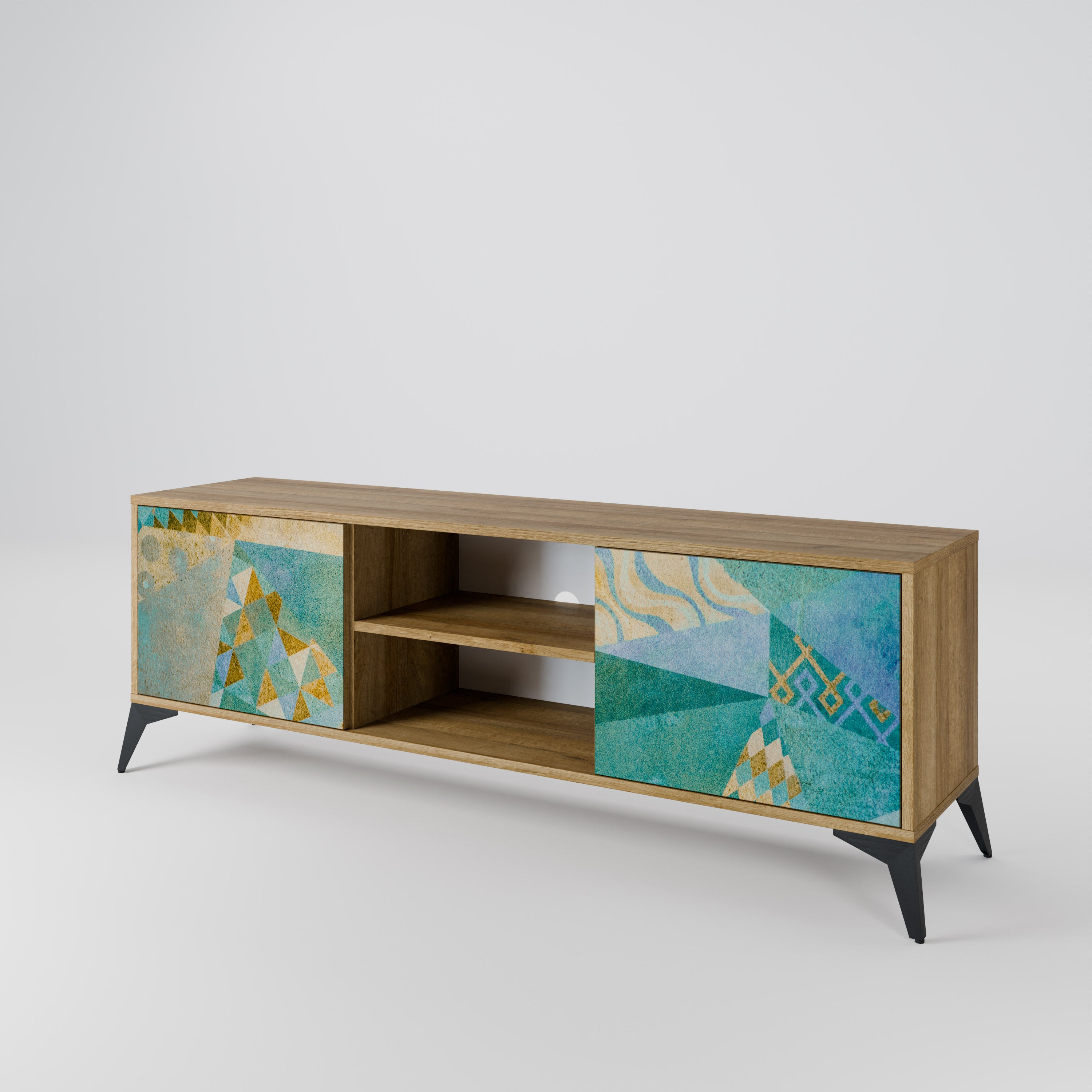 Mueble de TV de 2 puertas SPECTRUM SPLENDOR con efecto roble