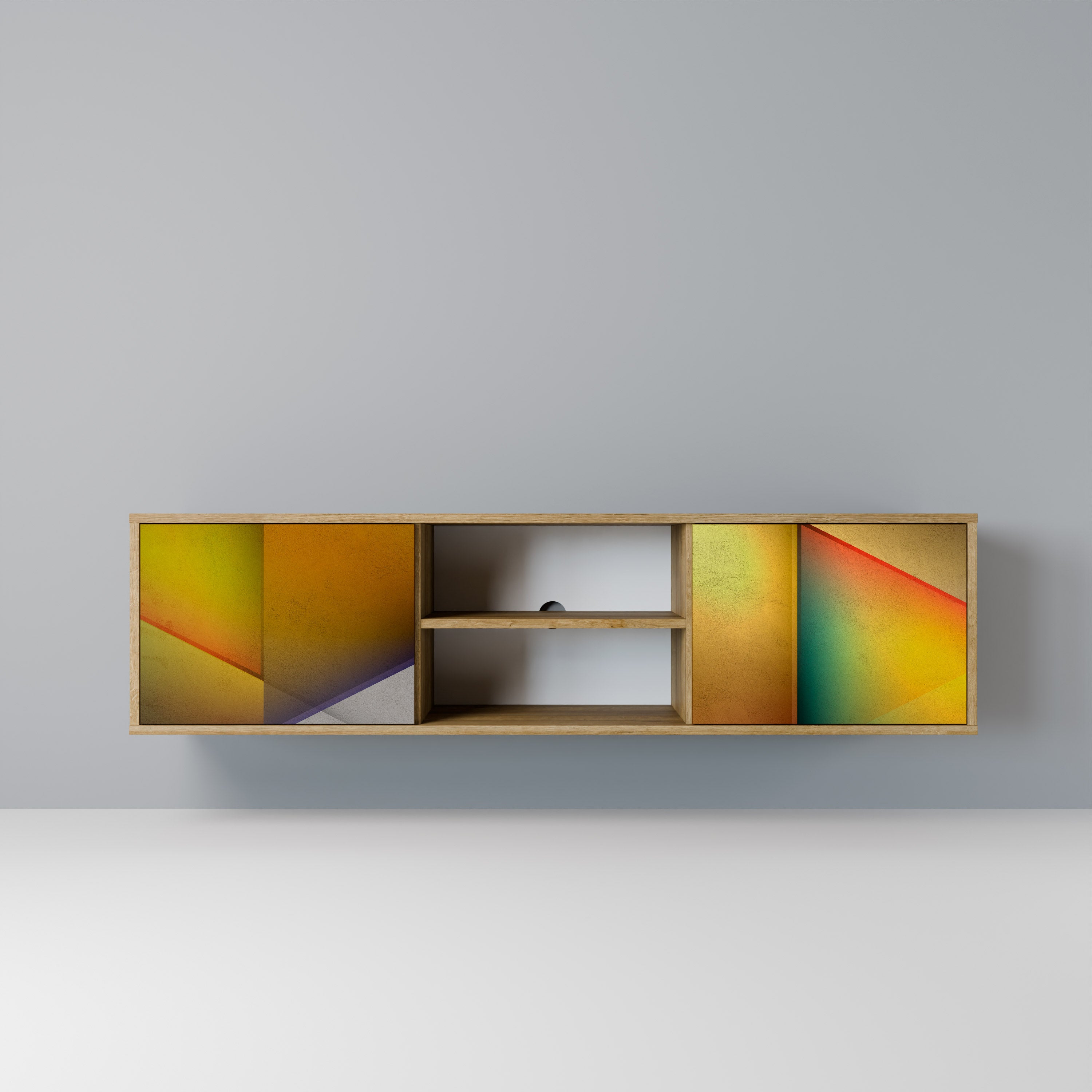 Mueble de TV de 2 puertas con efecto roble y nitidez penetrante