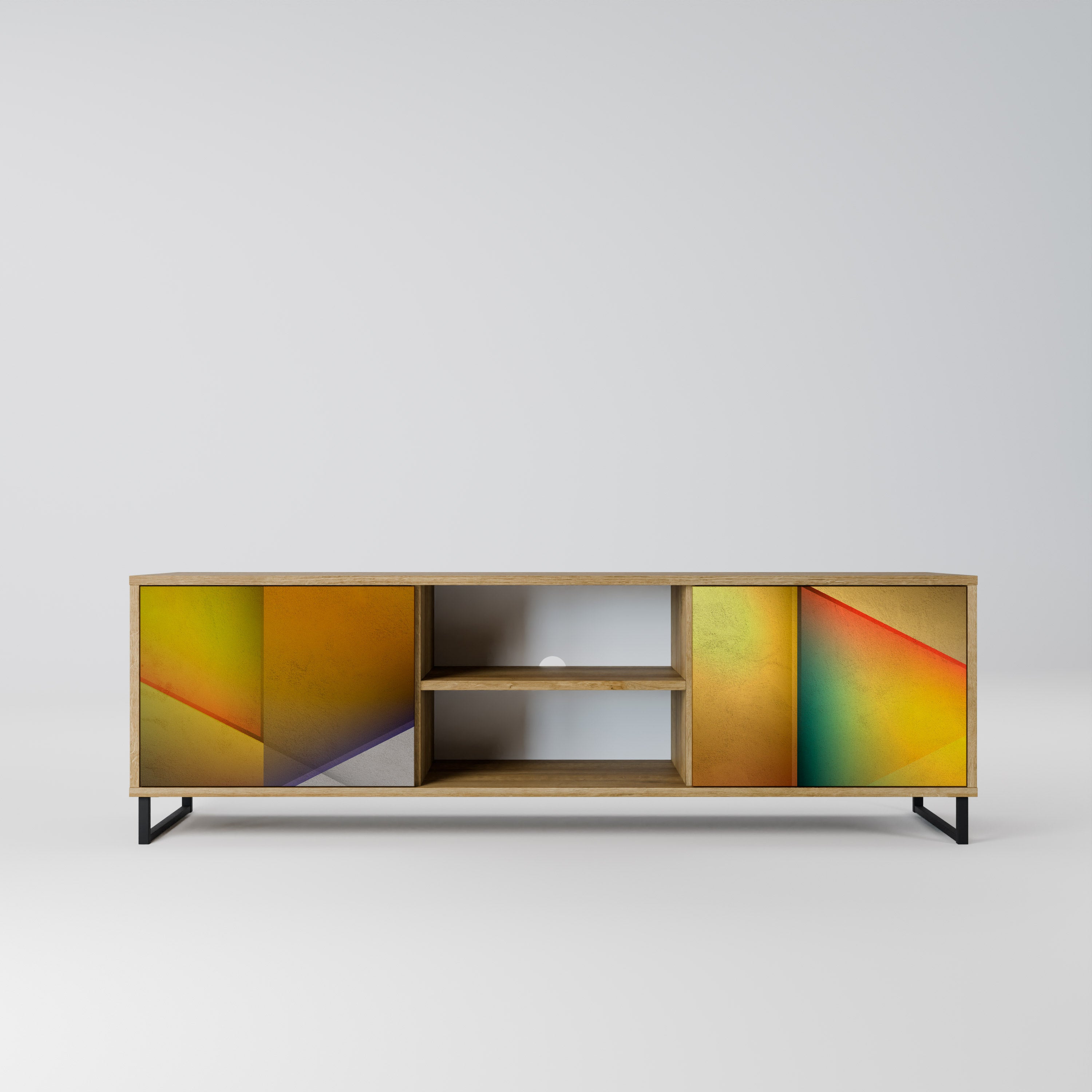 Mueble de TV de 2 puertas con efecto roble y nitidez penetrante