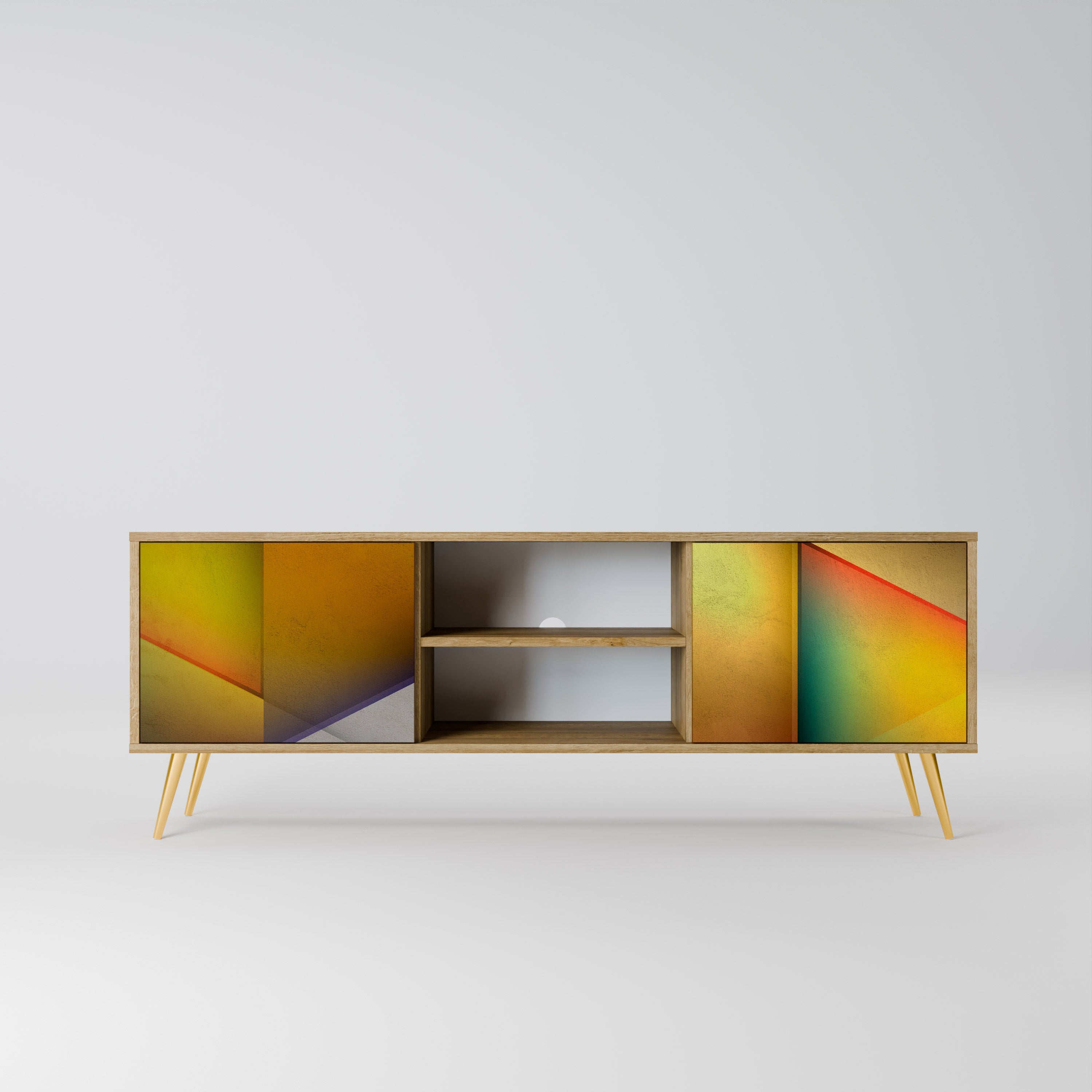 Mueble de TV de 2 puertas con efecto roble y nitidez penetrante