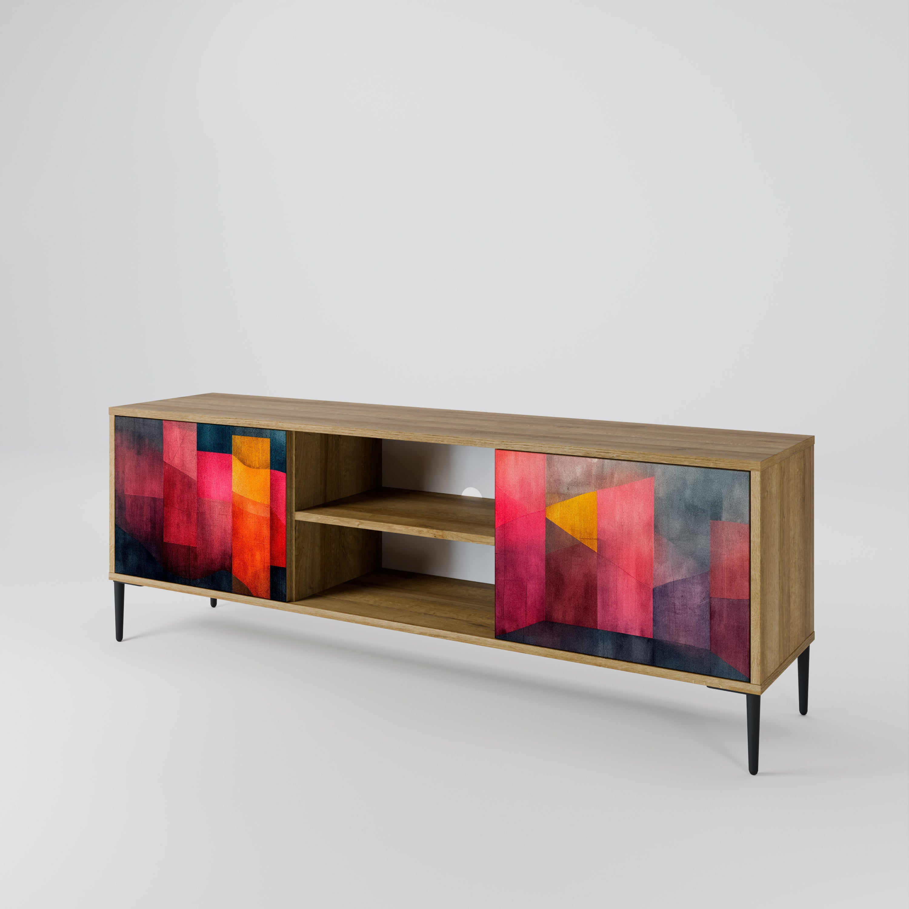 Mueble de TV de 2 puertas COLORFUL SOUNDS con efecto roble