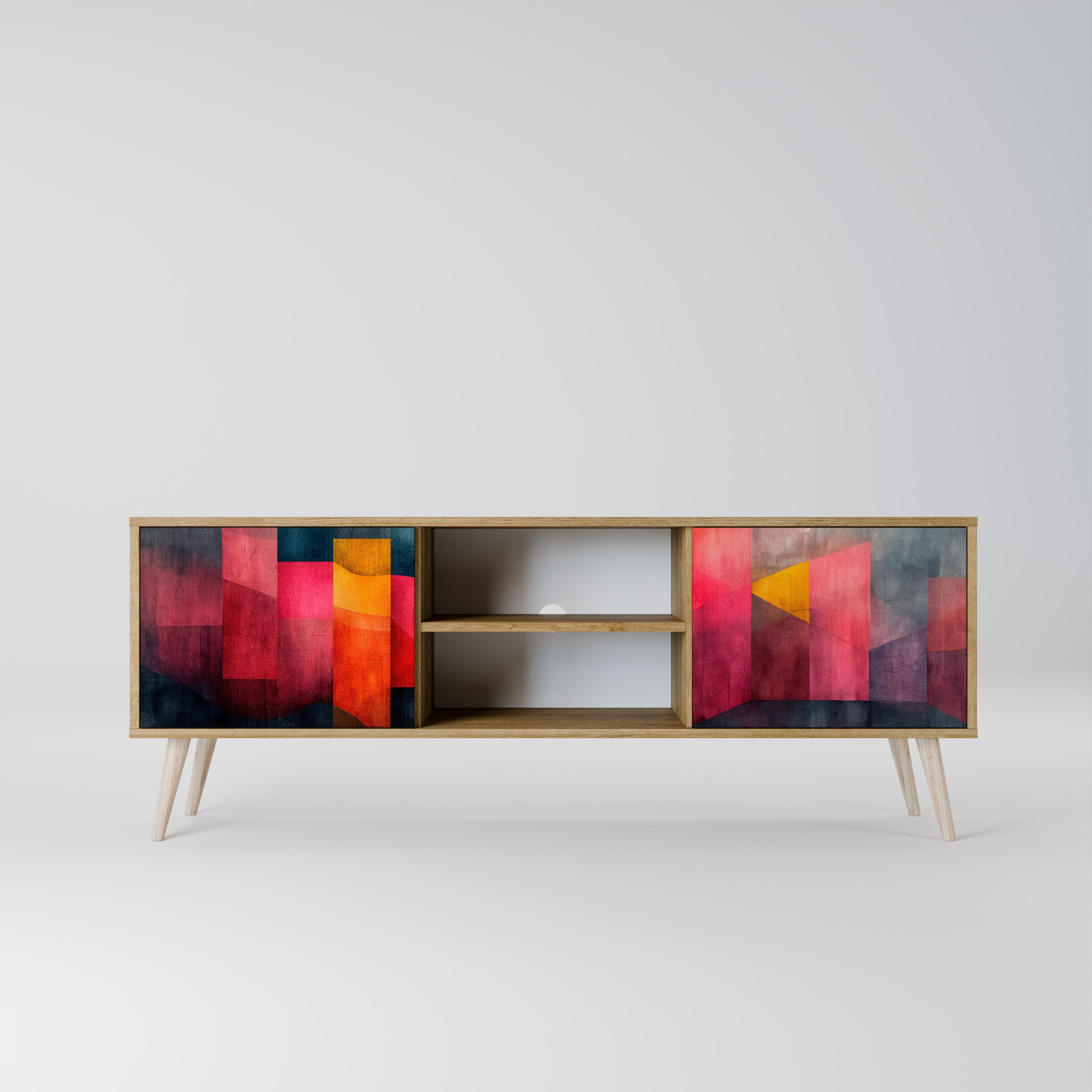 Mueble de TV de 2 puertas COLORFUL SOUNDS con efecto roble