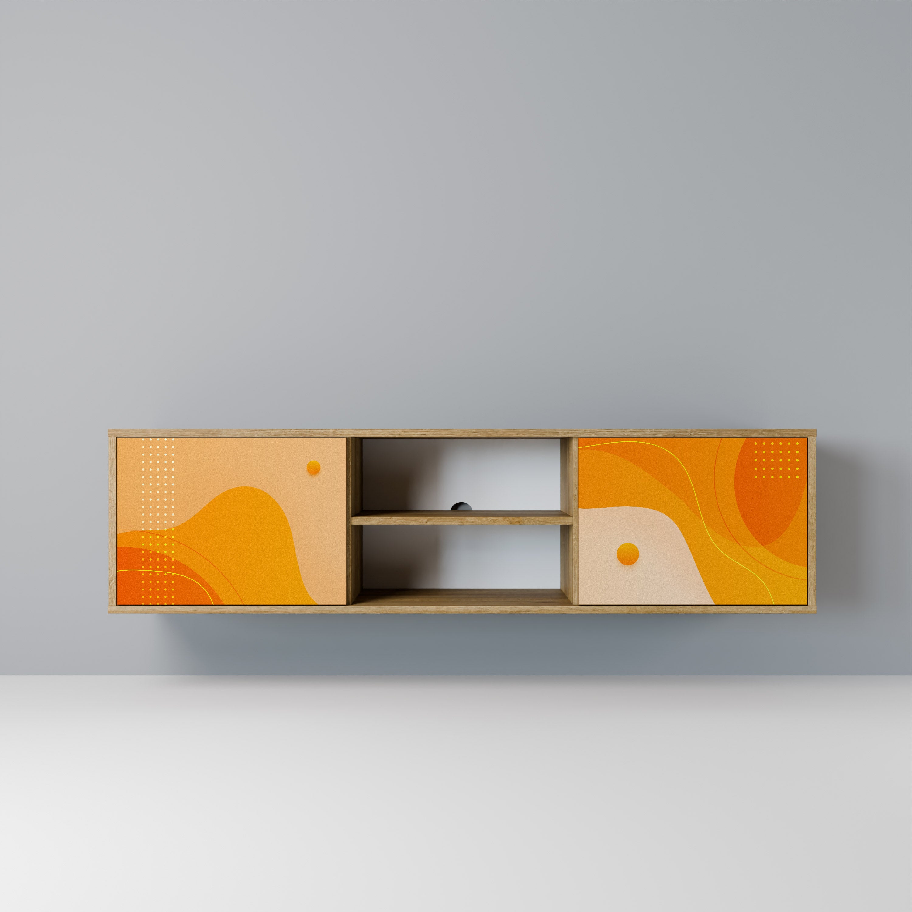 Mueble de TV de 2 puertas con efecto roble ORANGE ARRANGEMENT