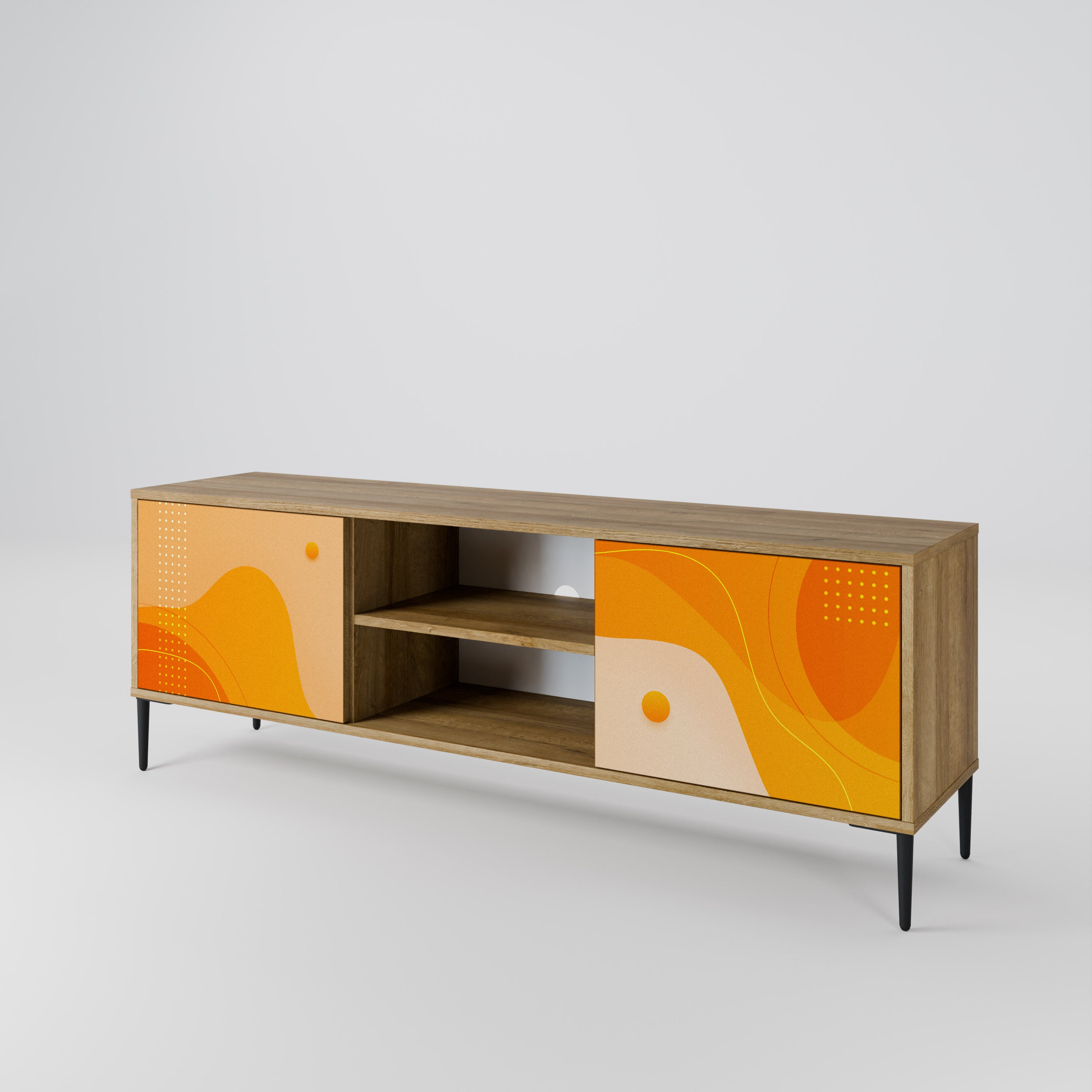 Mueble de TV de 2 puertas con efecto roble ORANGE ARRANGEMENT
