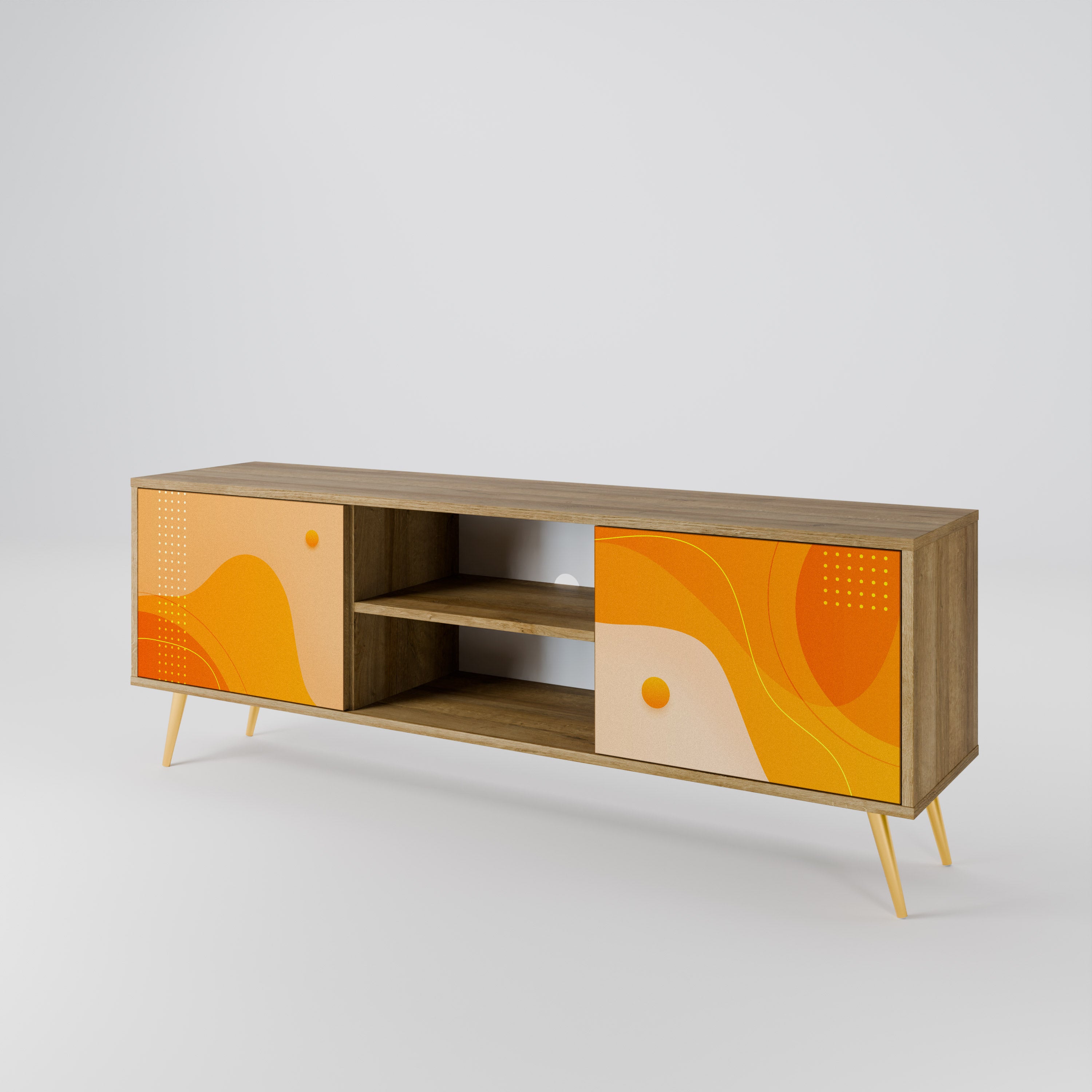 Mueble de TV de 2 puertas con efecto roble ORANGE ARRANGEMENT
