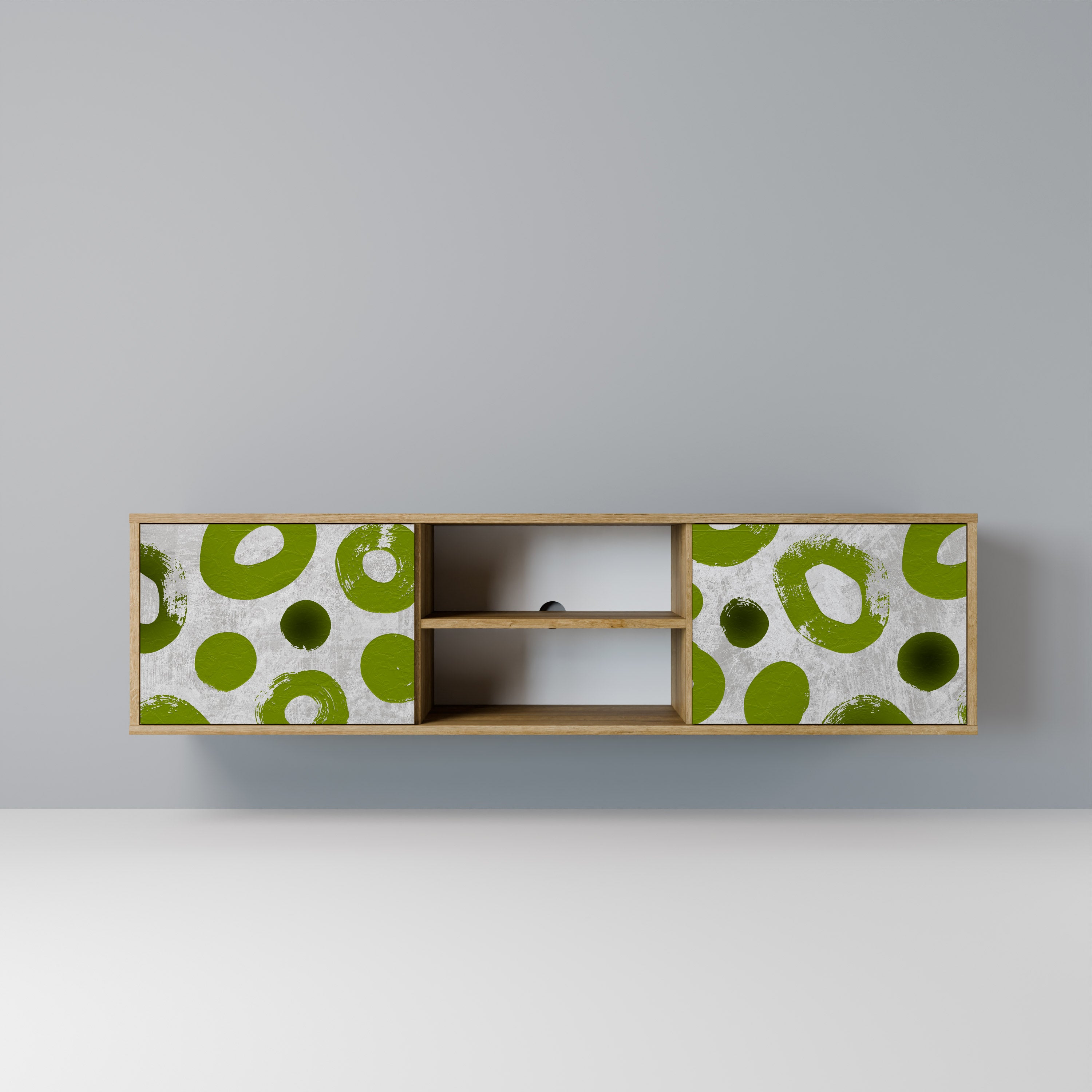 Mueble de TV de 2 puertas GREEN RHAPSODY con efecto roble