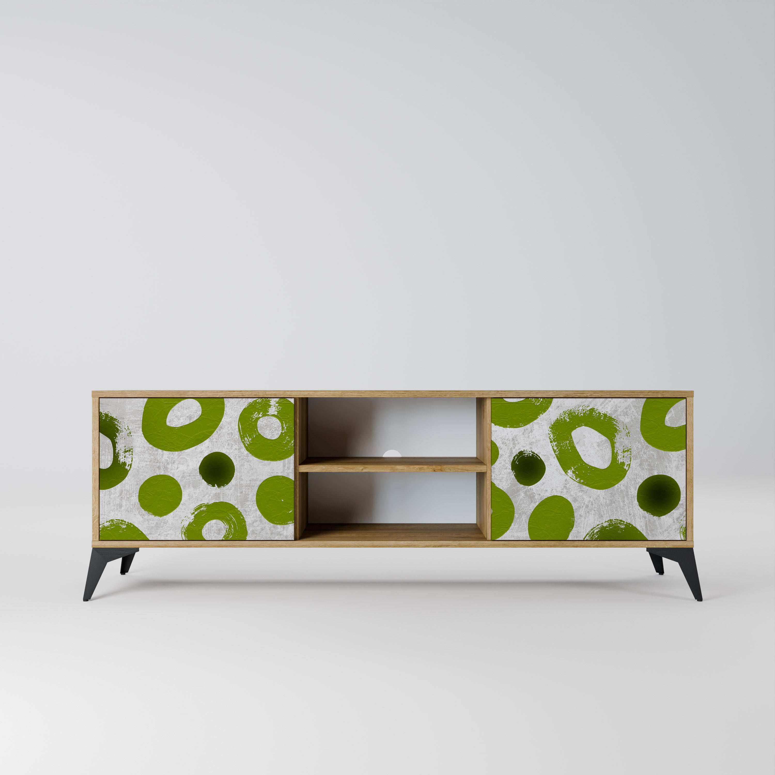 Mueble de TV de 2 puertas GREEN RHAPSODY con efecto roble